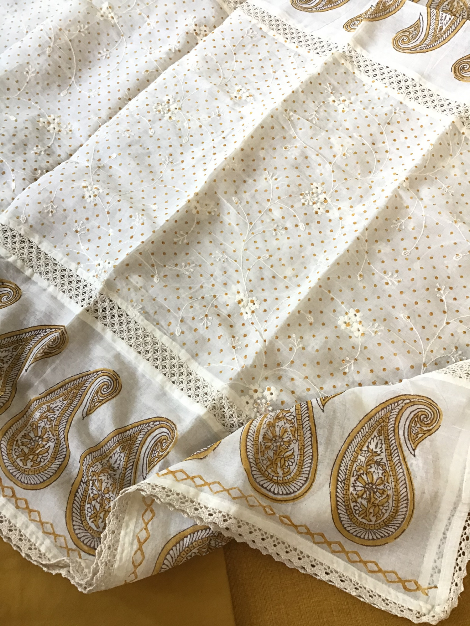 Pure Cotton Embroidered Suit - Yellow