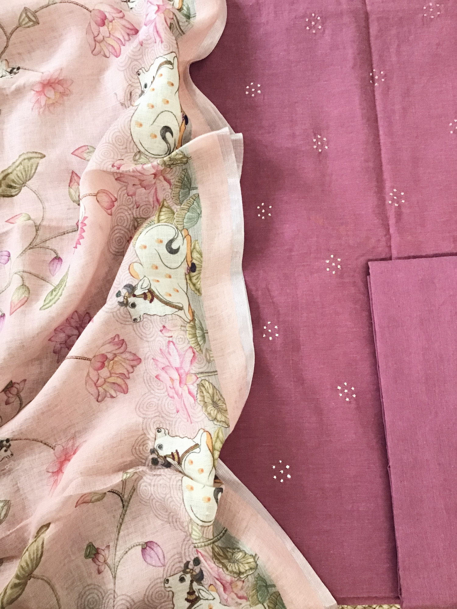 Pure Cotton Embroidered Suit - Pink