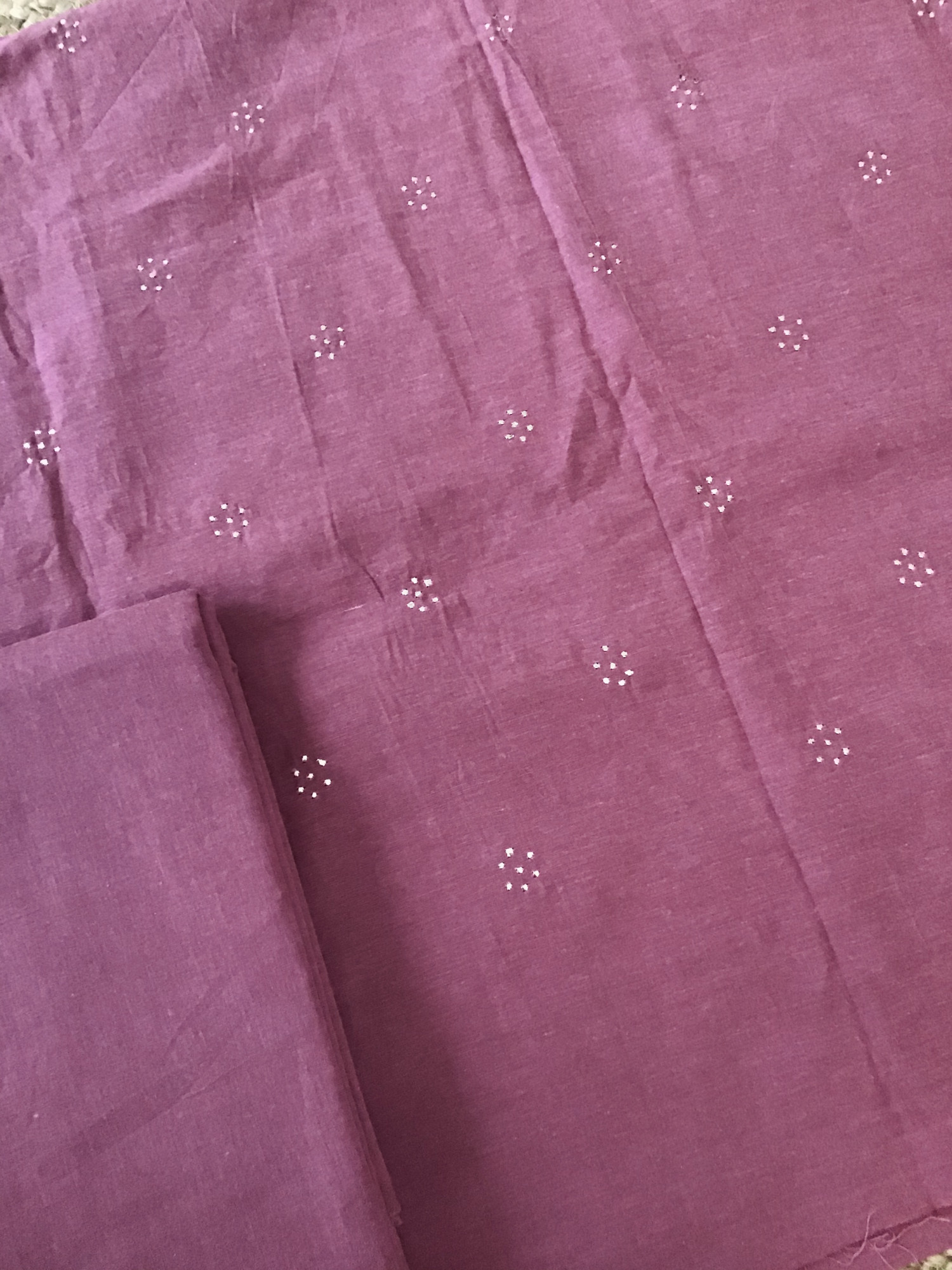 Pure Cotton Embroidered Suit - Purple