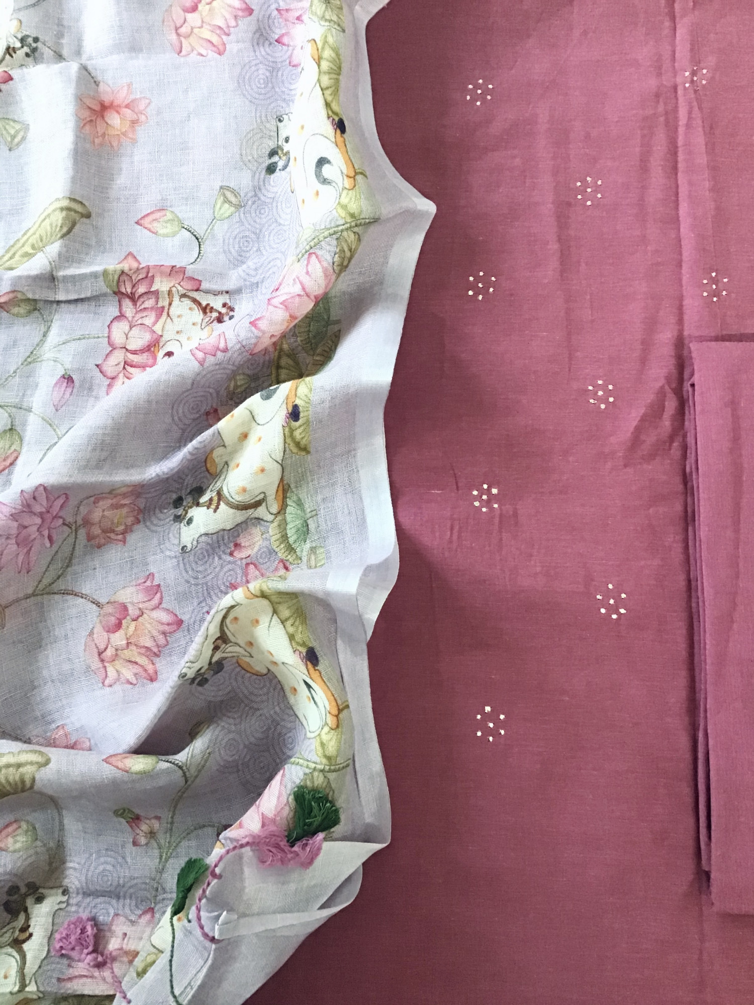 Pure Cotton Embroidered Suit - Purple