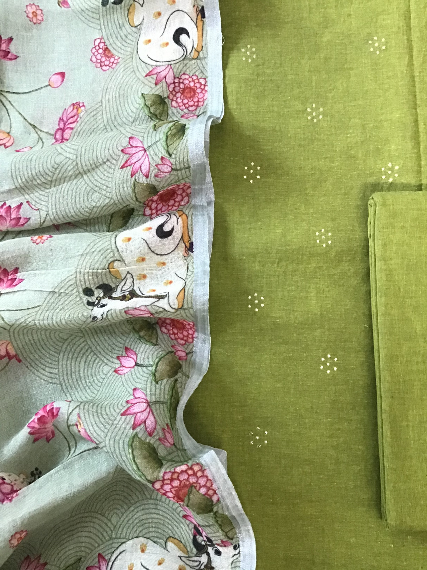 Pure Cotton Embroidered Suit - Green