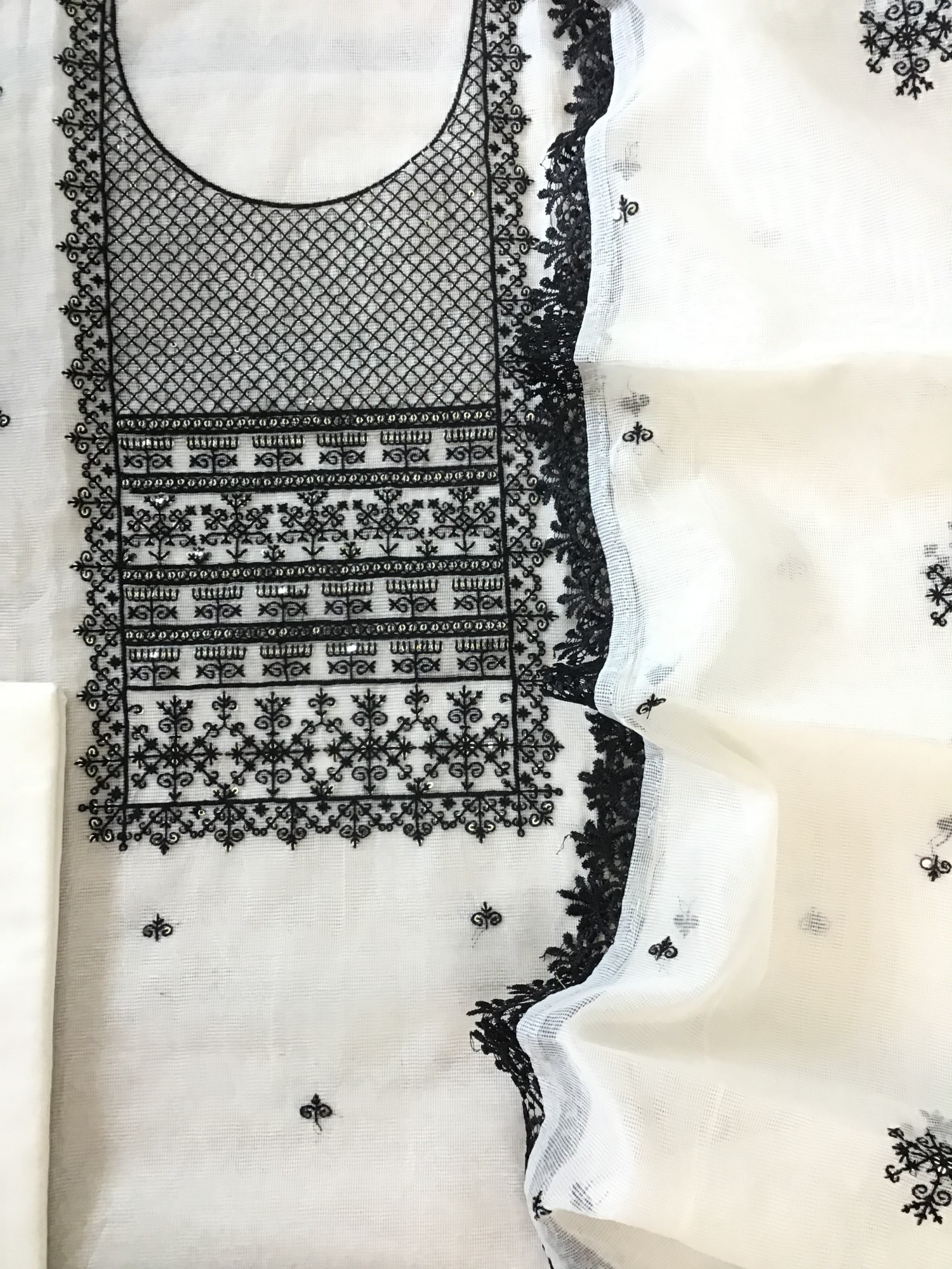 Soft Supernet Embroidered Suit - Offwhite