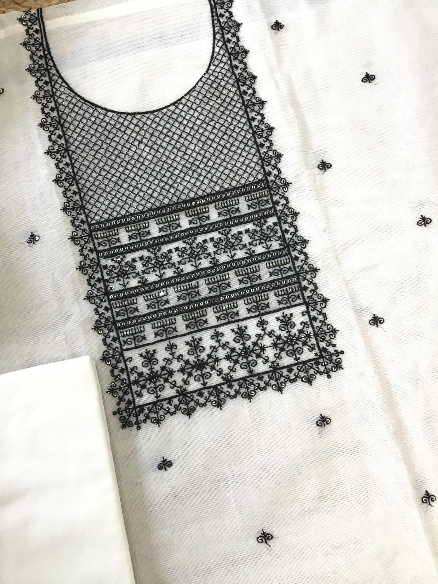 Soft Supernet Embroidered Suit - Offwhite