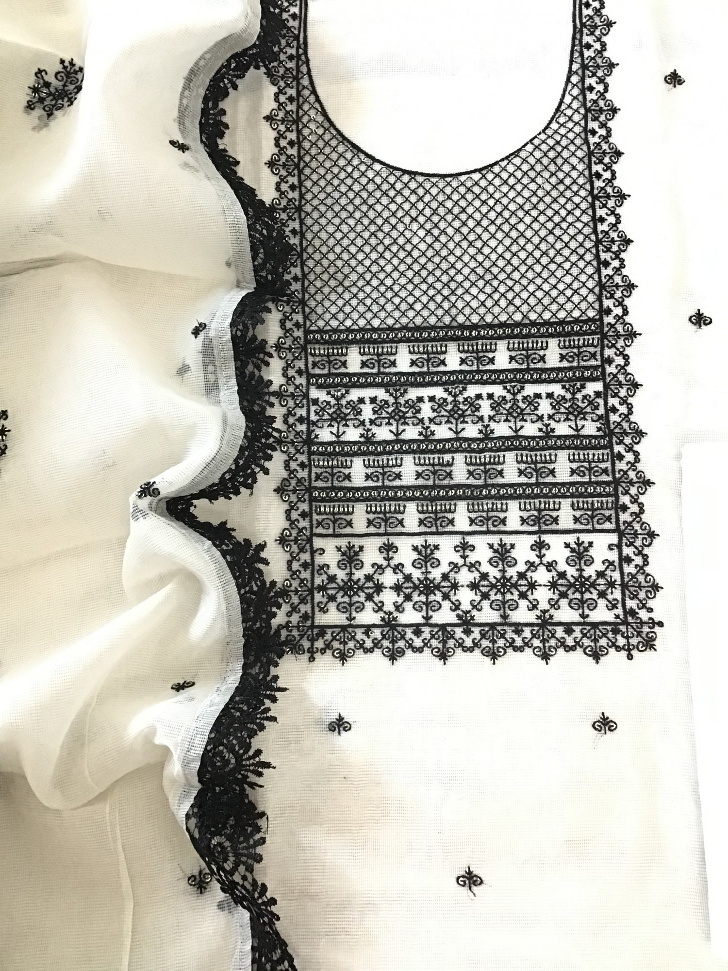 Soft Supernet Embroidered Suit - Offwhite