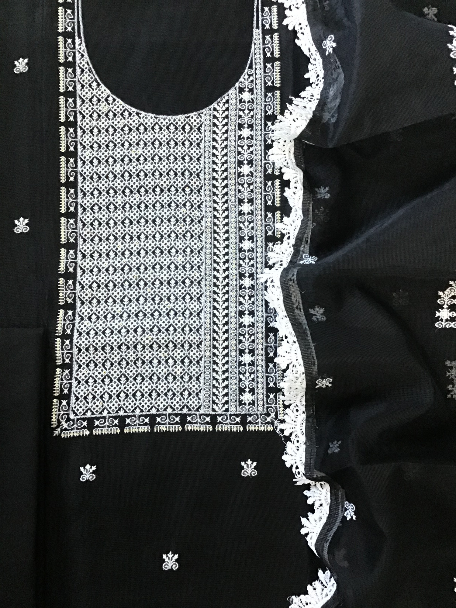 Soft Supernet Embroidered Suit - Black