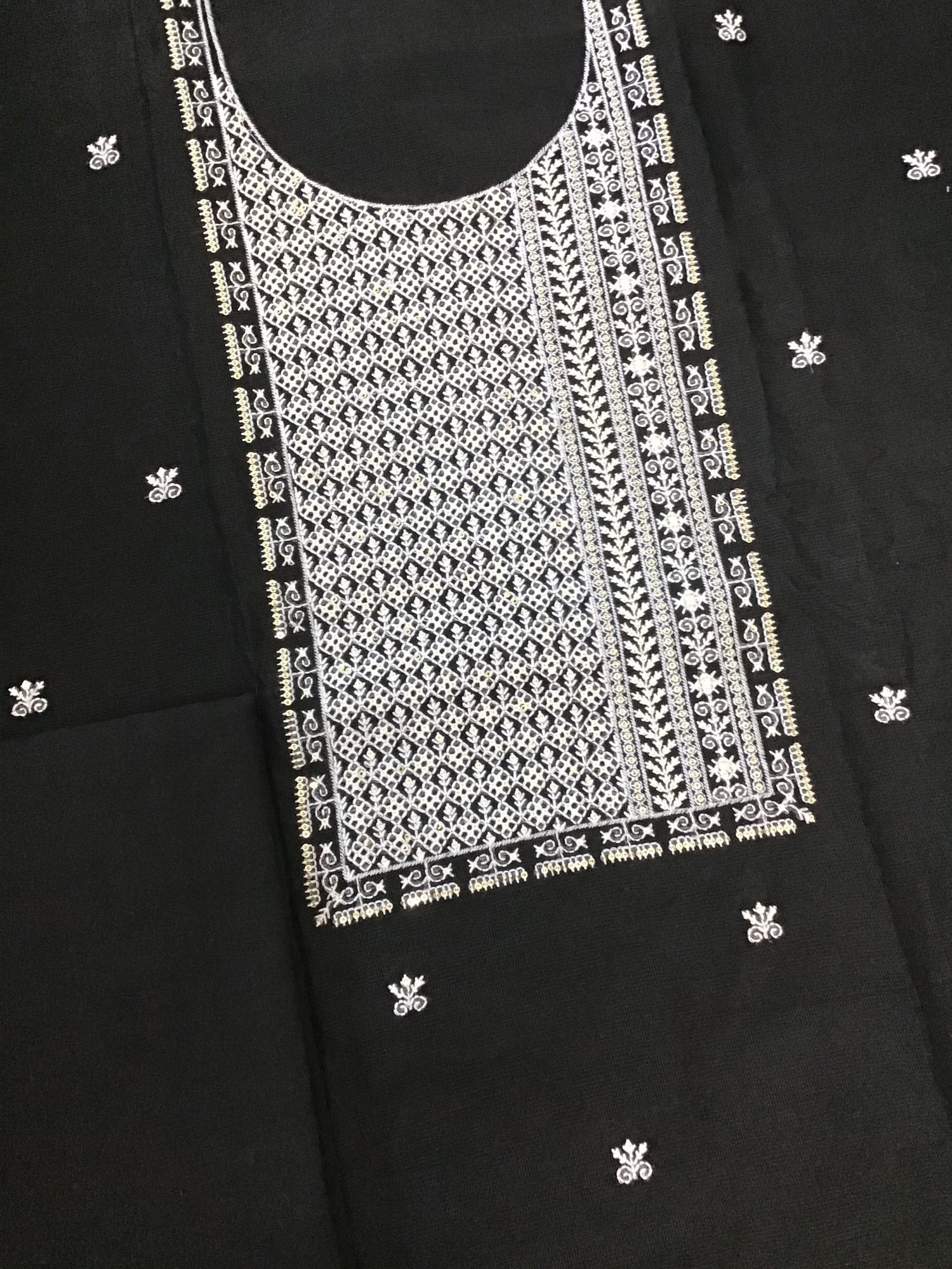 Soft Supernet Embroidered Suit - Black