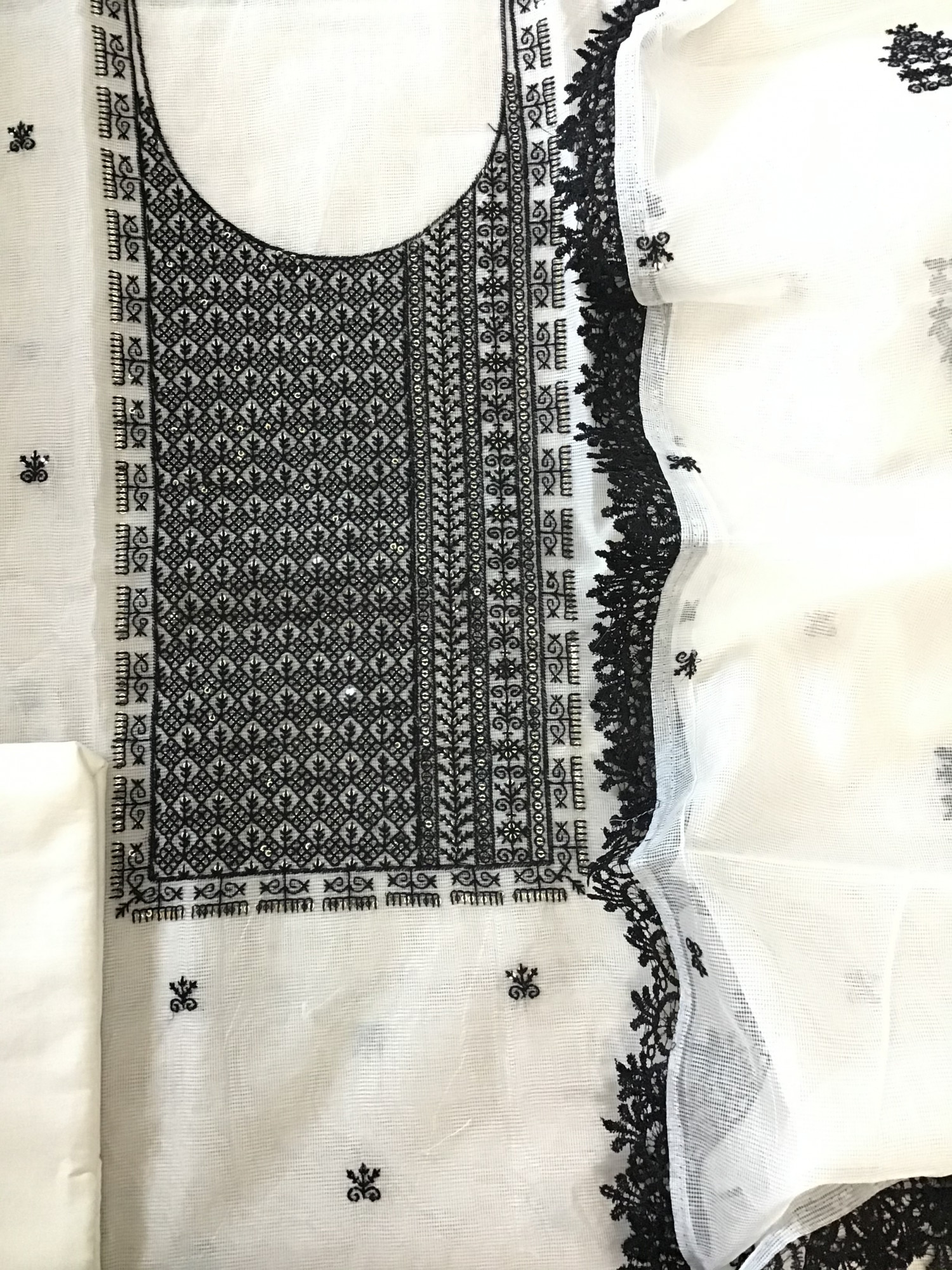 Soft Supernet Embroidered Suit - Offwhite