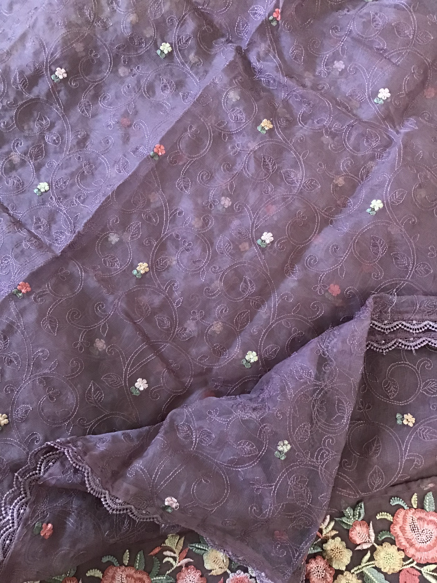 Soft Organza Embroidered Suit - Purple