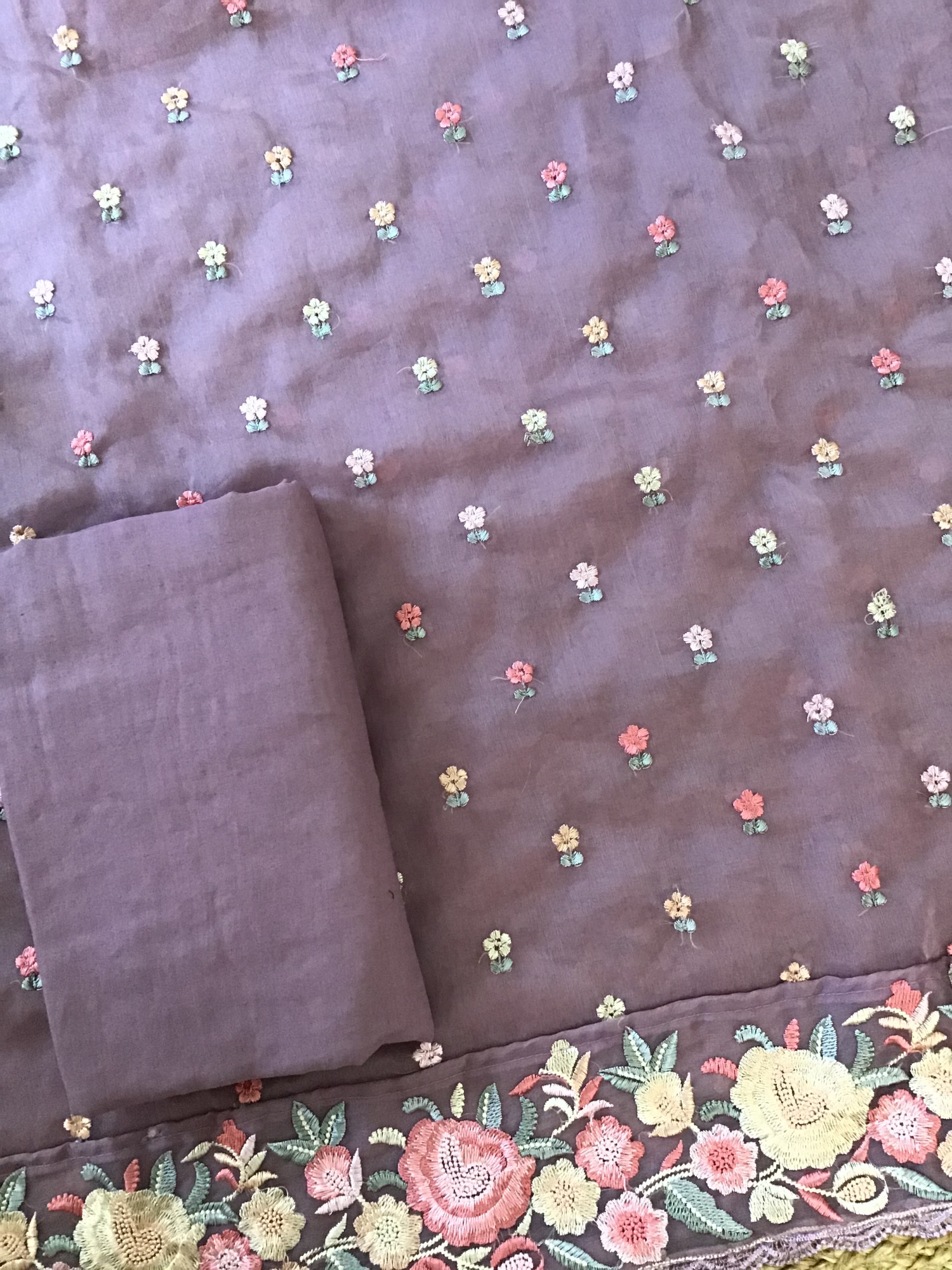 Soft Organza Embroidered Suit - Purple