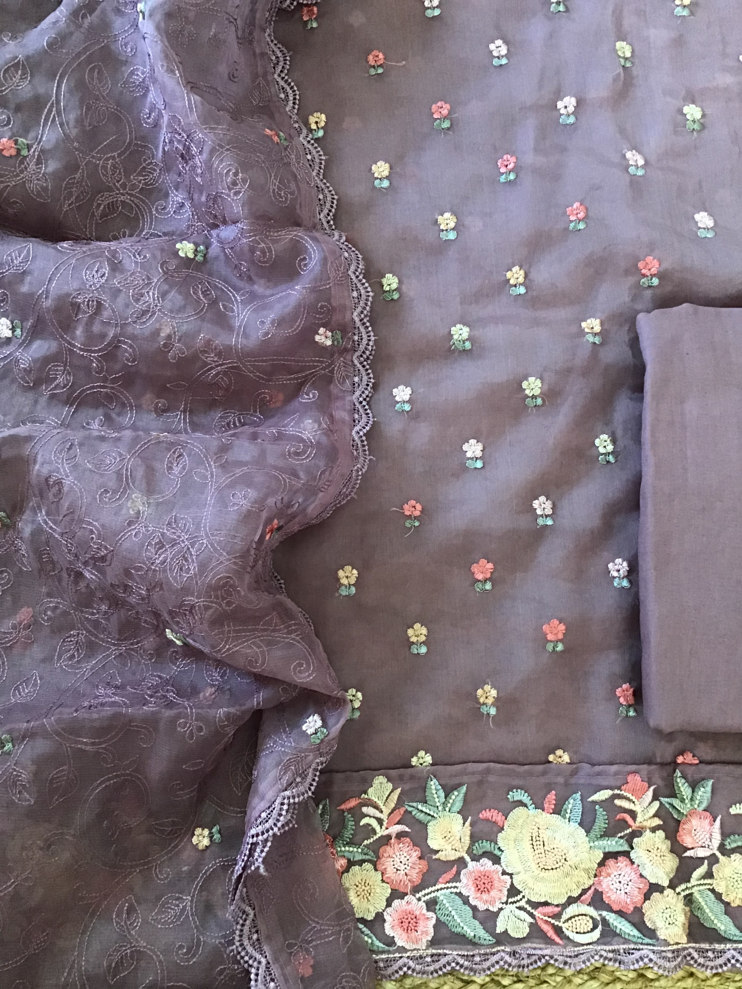 Soft Organza Embroidered Suit - Purple