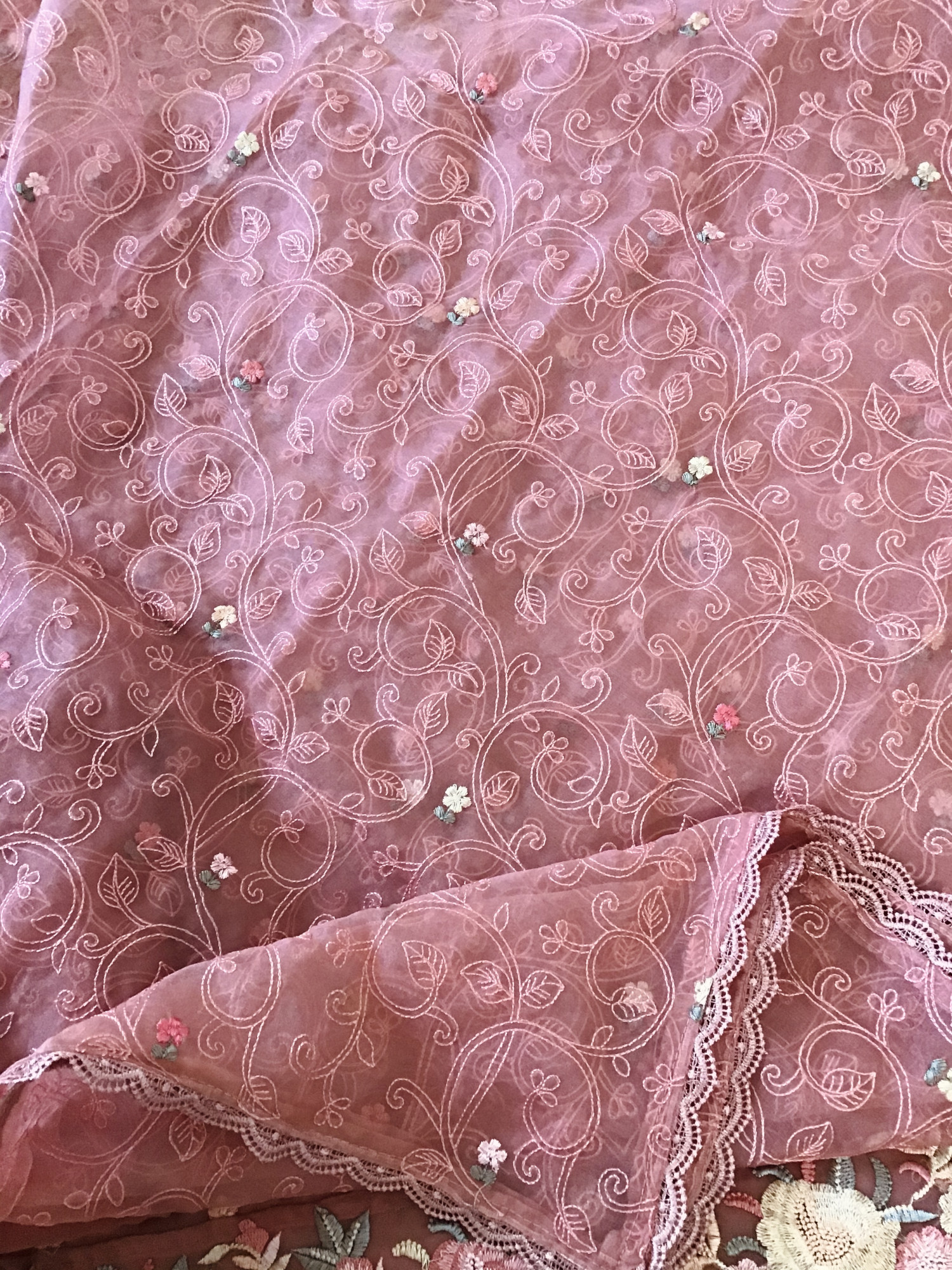 Soft Organza Embroidered Suit - Pink