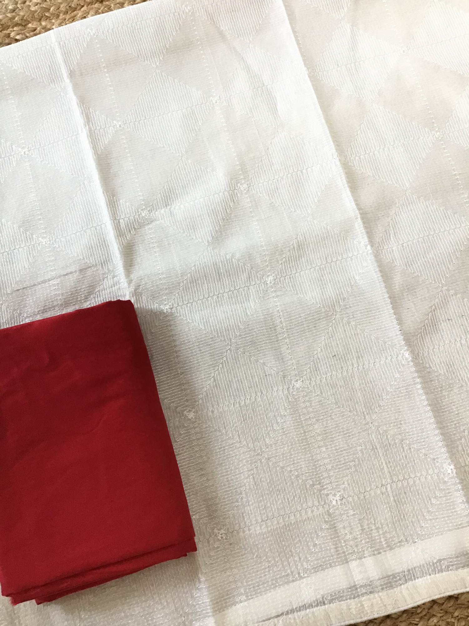 Pure Chanderi Embroidered Suit - WhiteRed