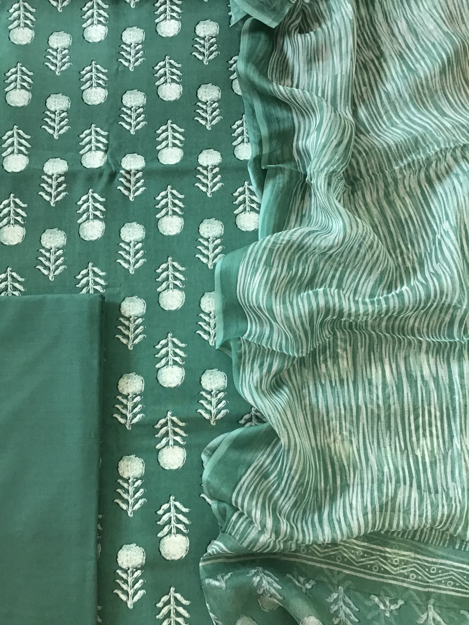 Pure Fine Modal Cotton Printed Suit - Green