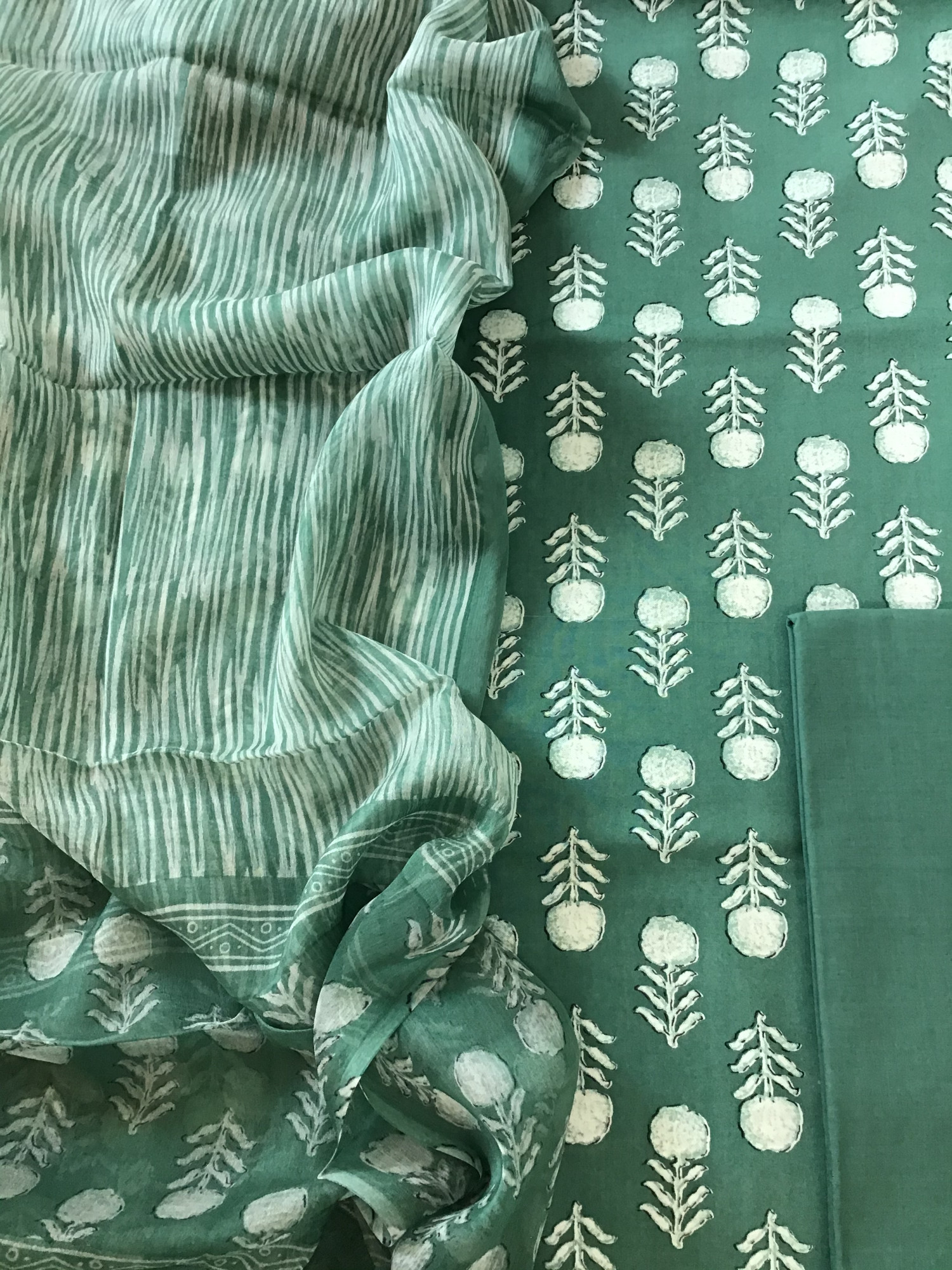 Pure Fine Modal Cotton Printed Suit - Green