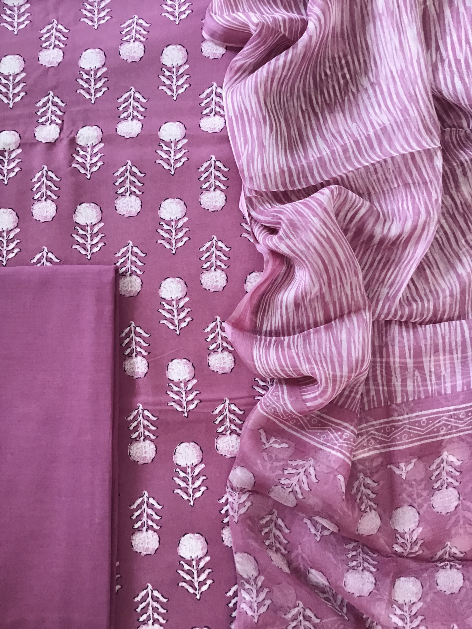 Pure Fine Modal Cotton Printed Suit - Magenta