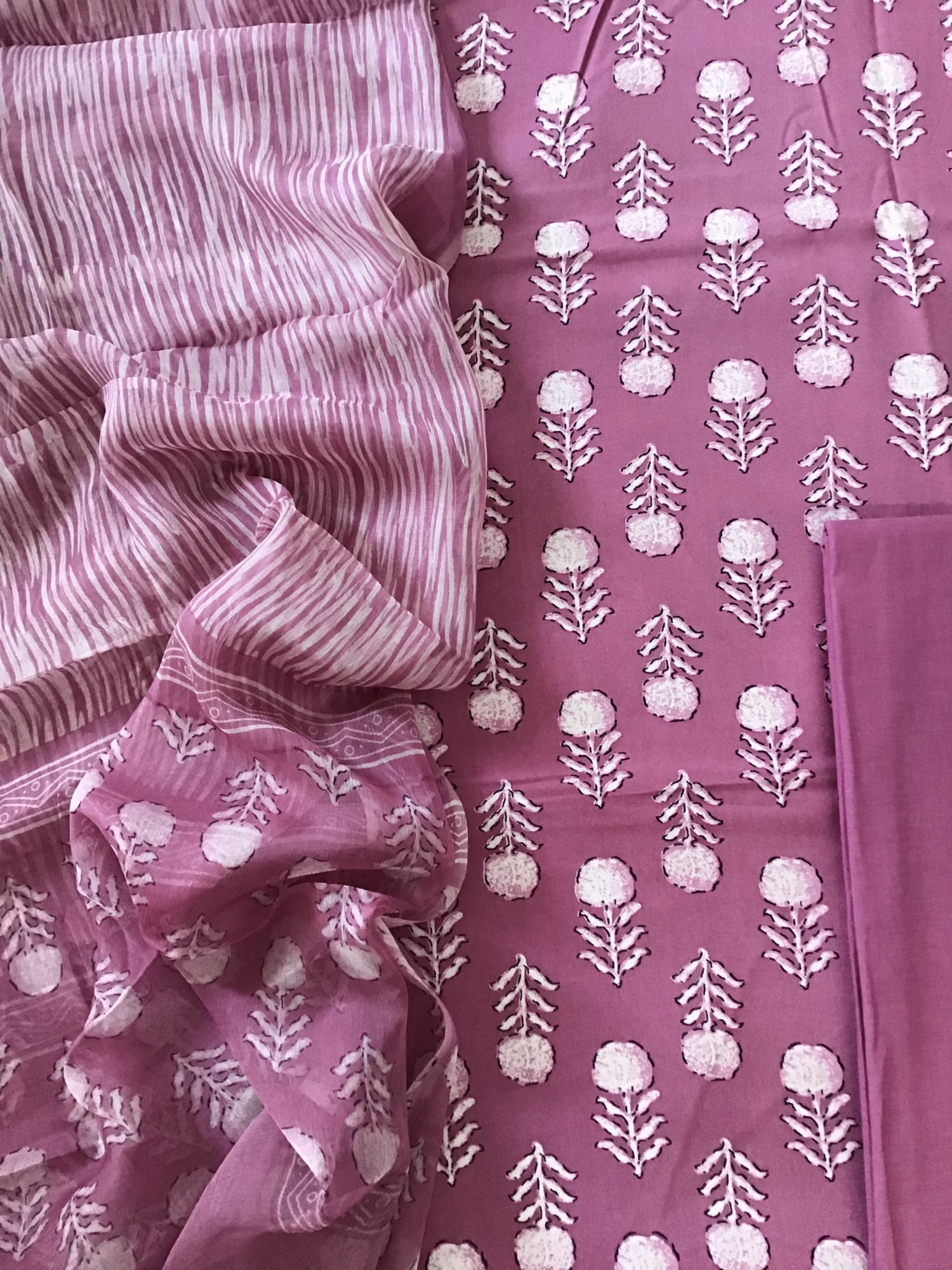 Pure Fine Modal Cotton Printed Suit - Magenta