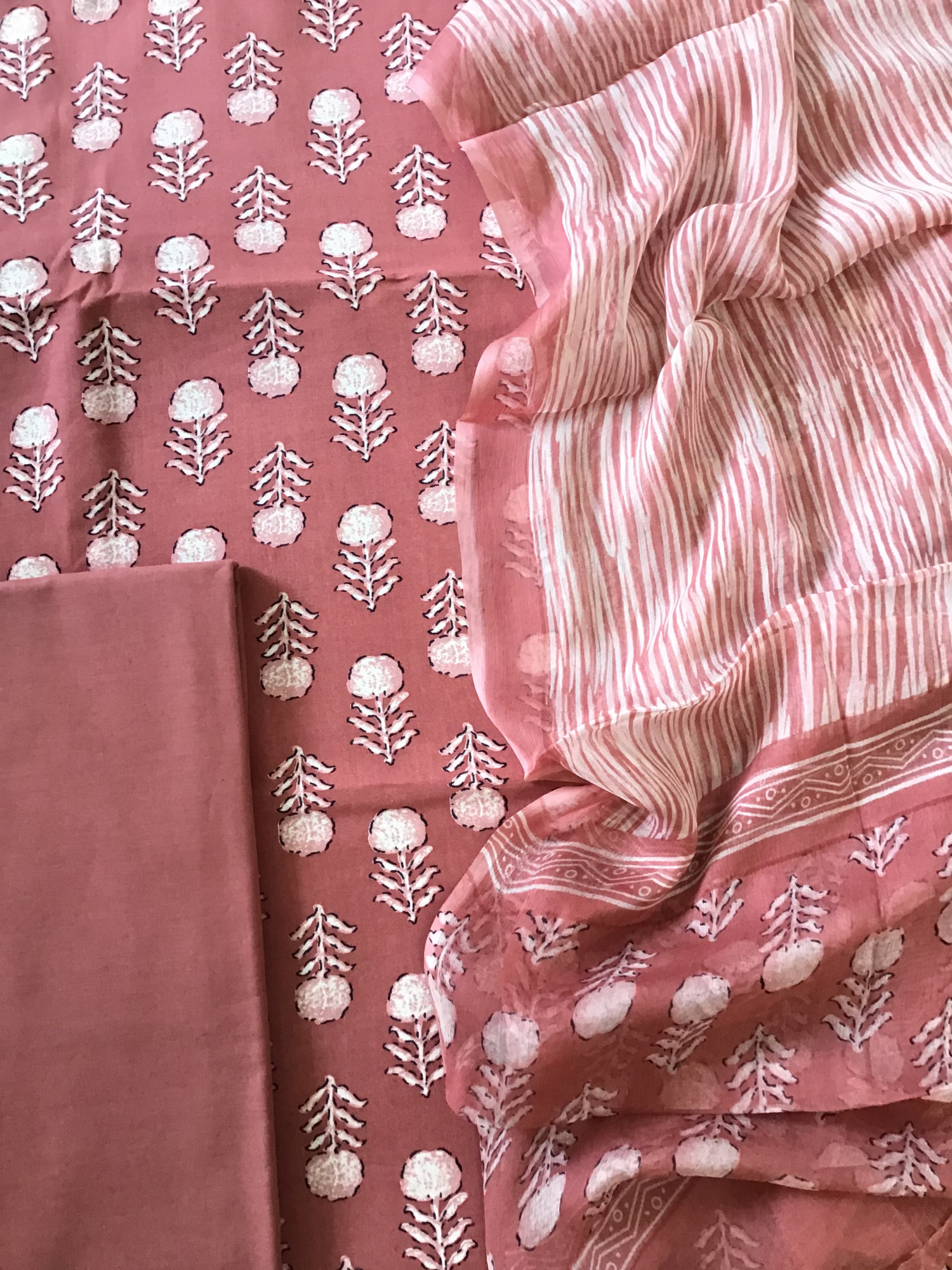 Pure Fine Modal Cotton Printed Suit - Brick Red