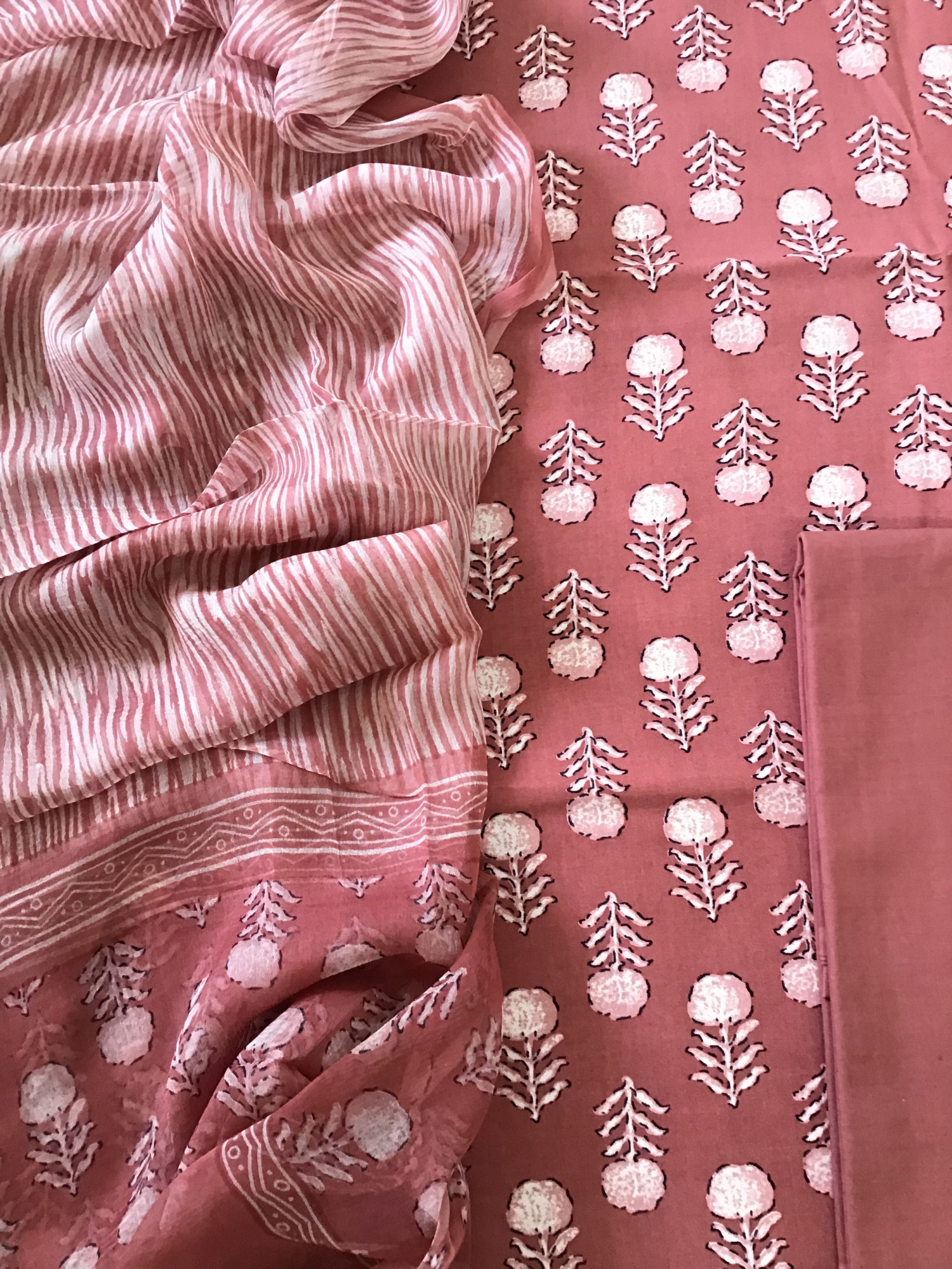 Pure Fine Modal Cotton Printed Suit - Brick Red