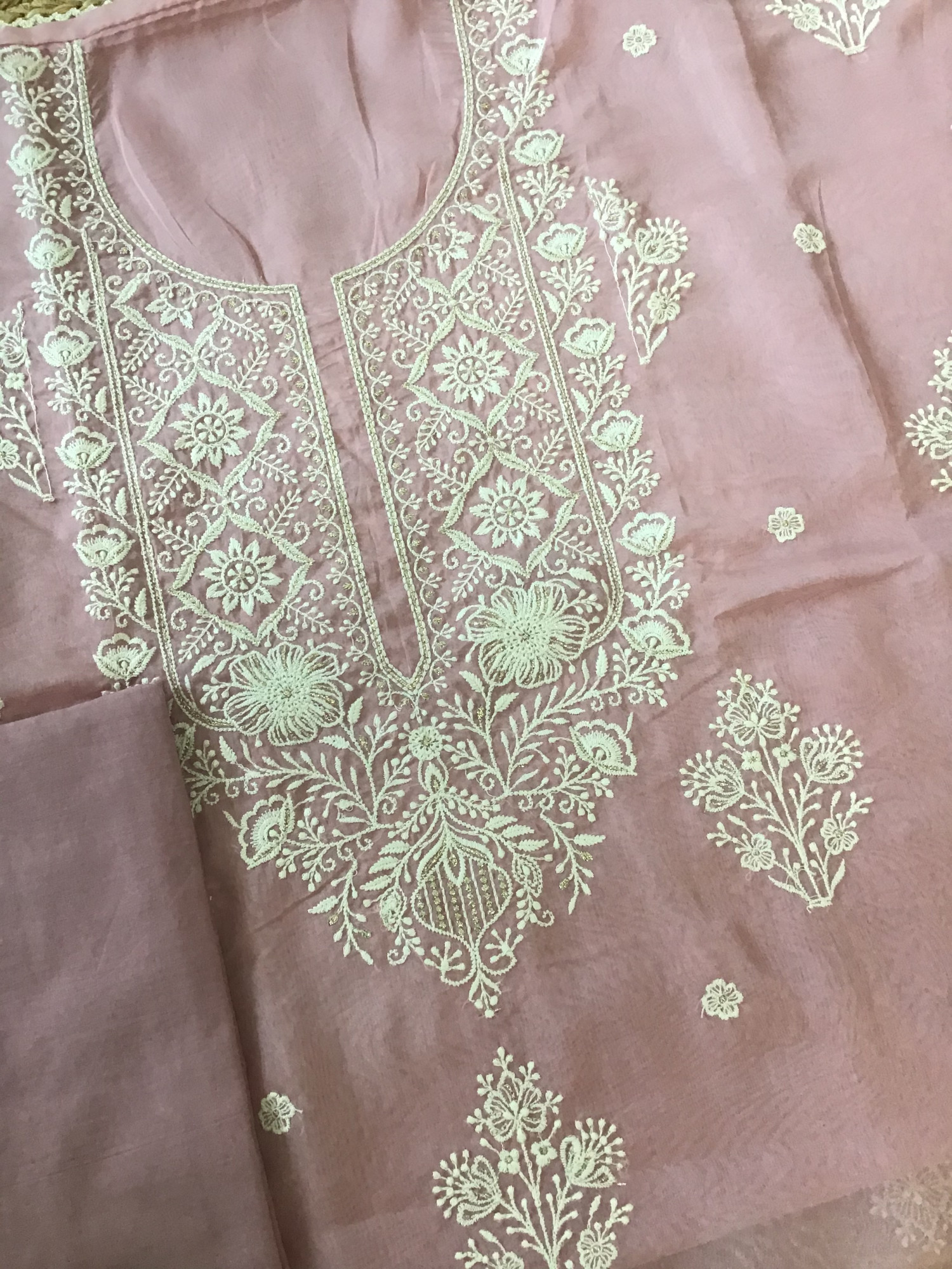 Soft Organza Embroidered Suit - Pink