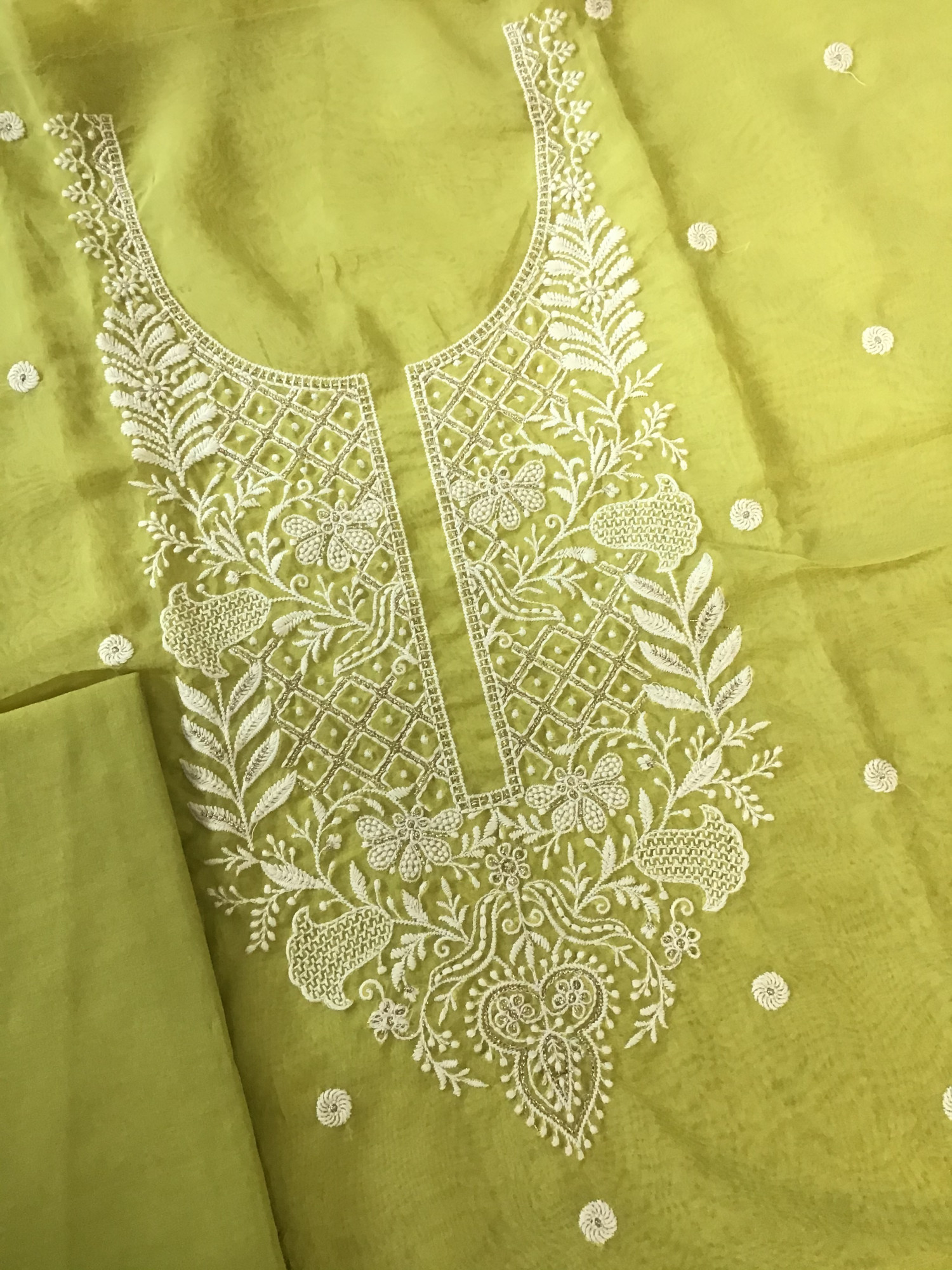 Soft Organza Embroidered Suit - Green