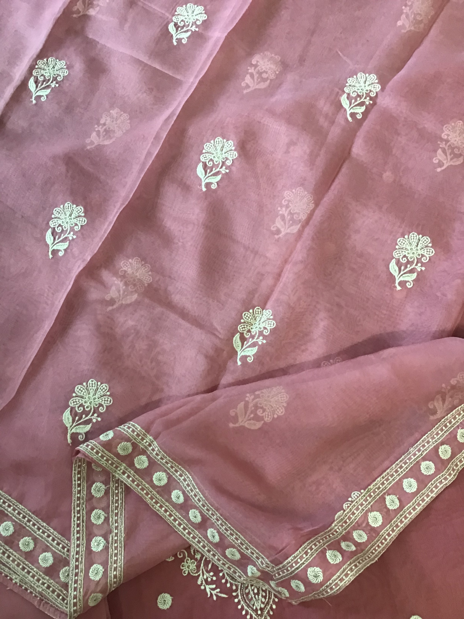 Soft Organza Embroidered Suit - Pink