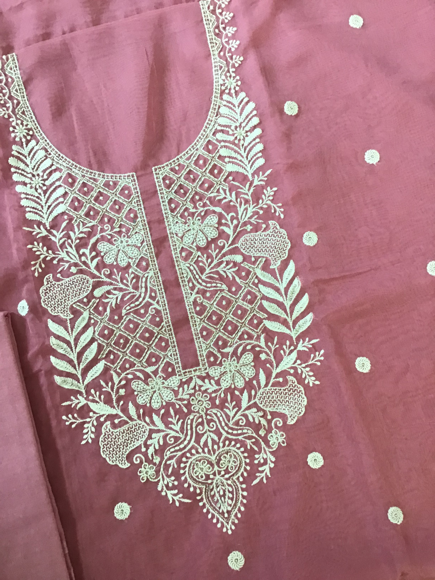 Soft Organza Embroidered Suit - Pink