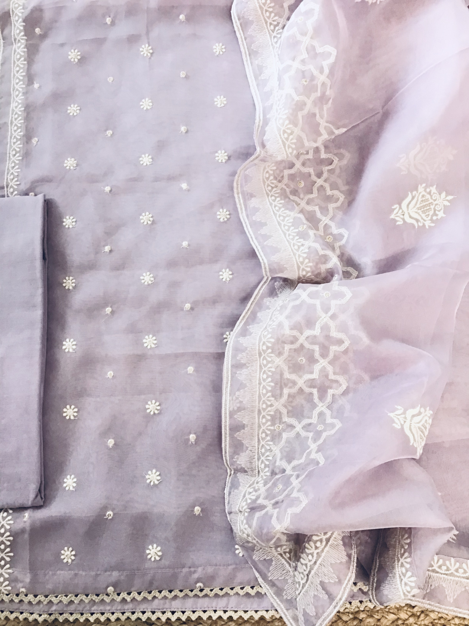 Soft Organza Embroidered Suit - Purple