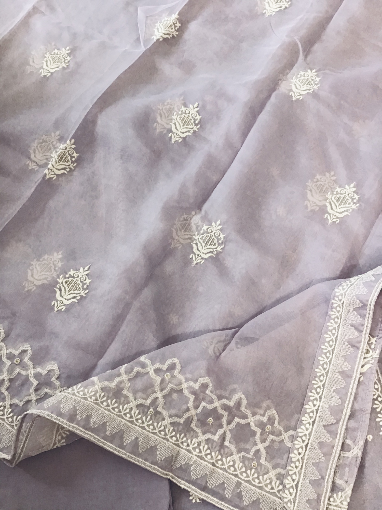 Soft Organza Embroidered Suit - Purple