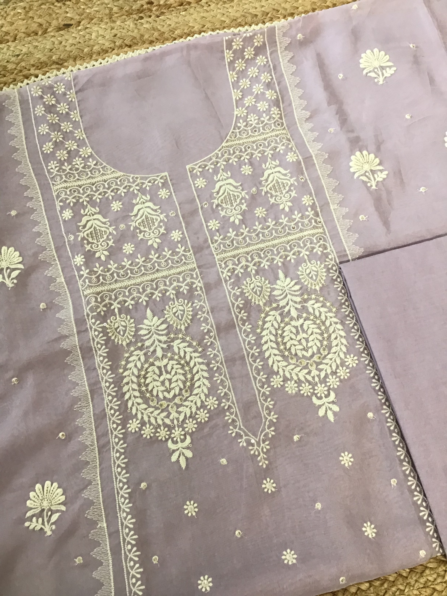 Soft Organza Embroidered Suit - Purple