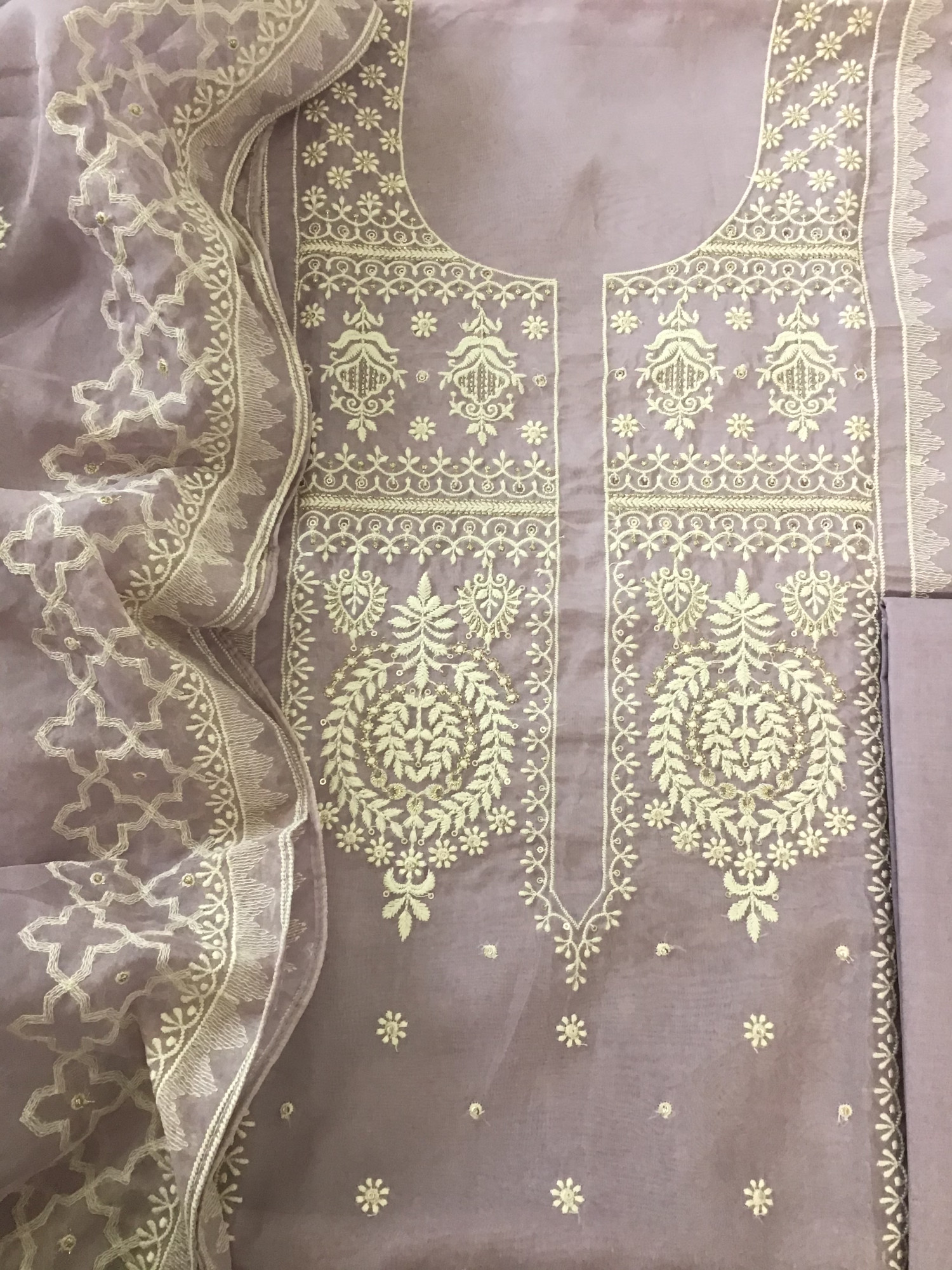 Soft Organza Embroidered Suit - Purple