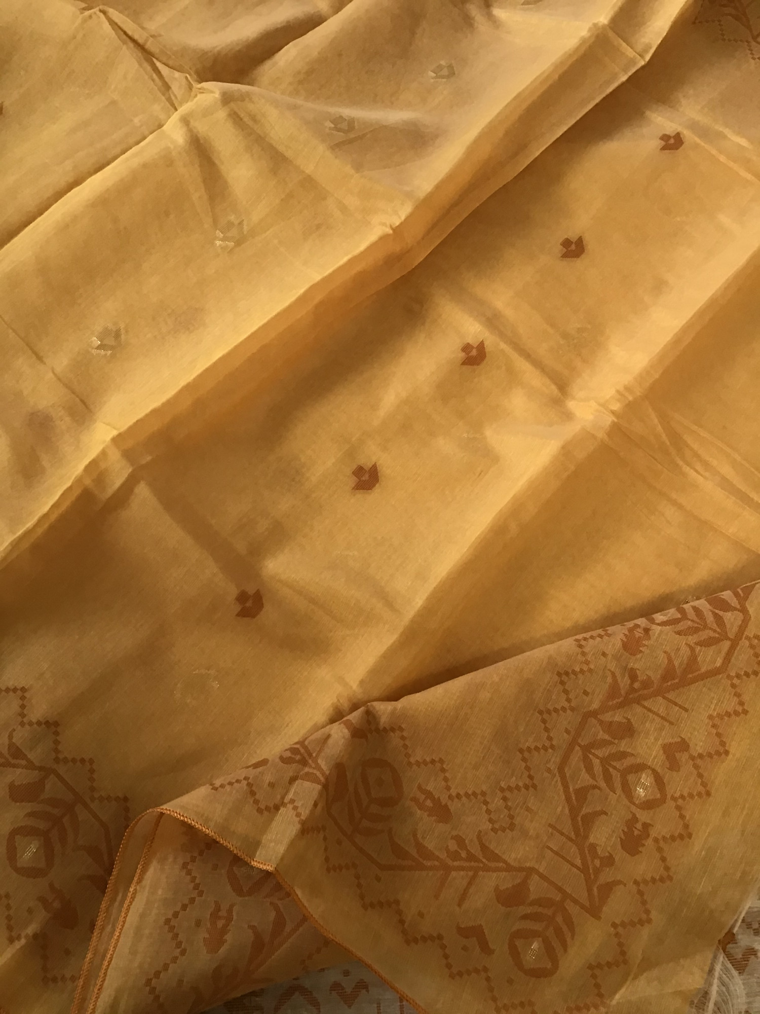 Soft Slub Chanderi Jamdani Weaved Embroidered Suit - Beige