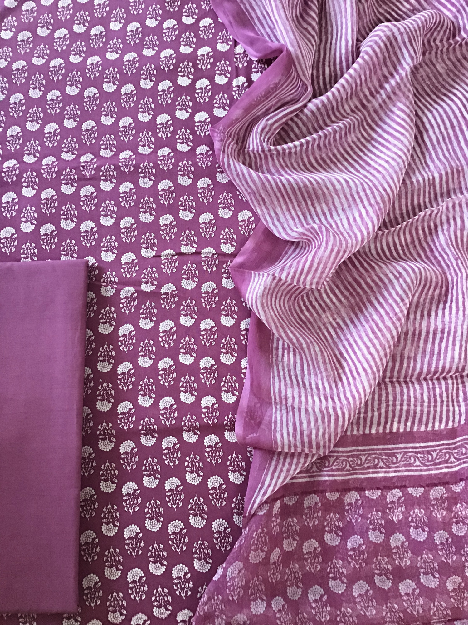 Pure Fine Modal Cotton Printed Suit - Magenta