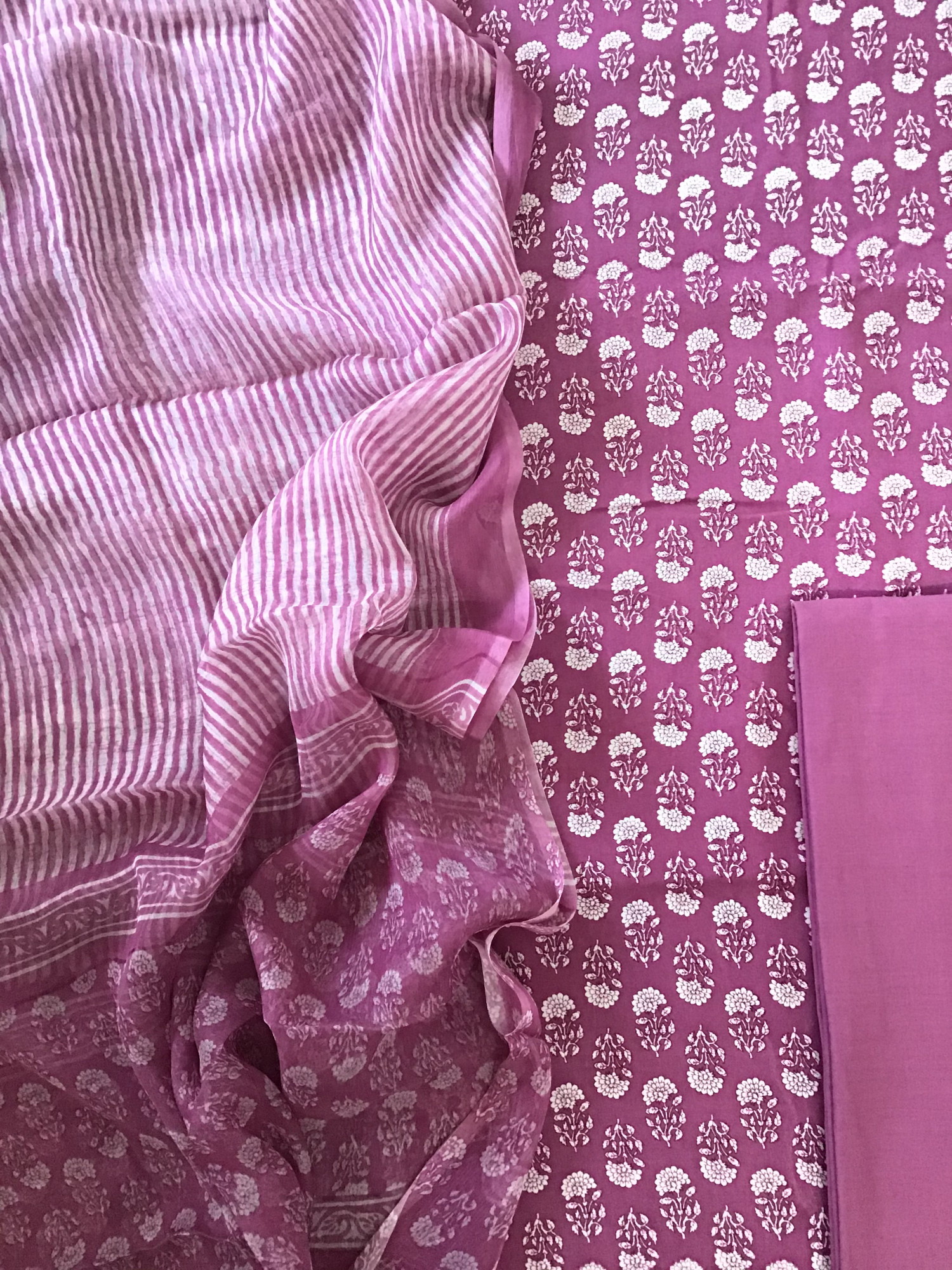 Pure Fine Modal Cotton Printed Suit - Magenta