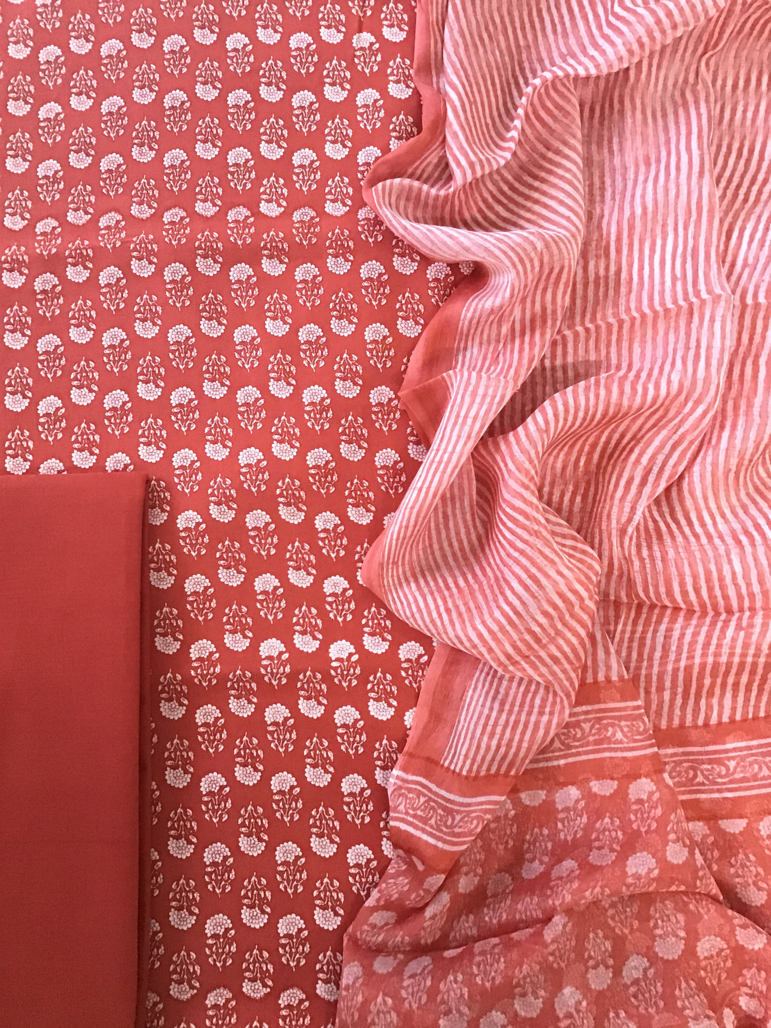 Pure Fine Modal Cotton Printed Suit - Orange