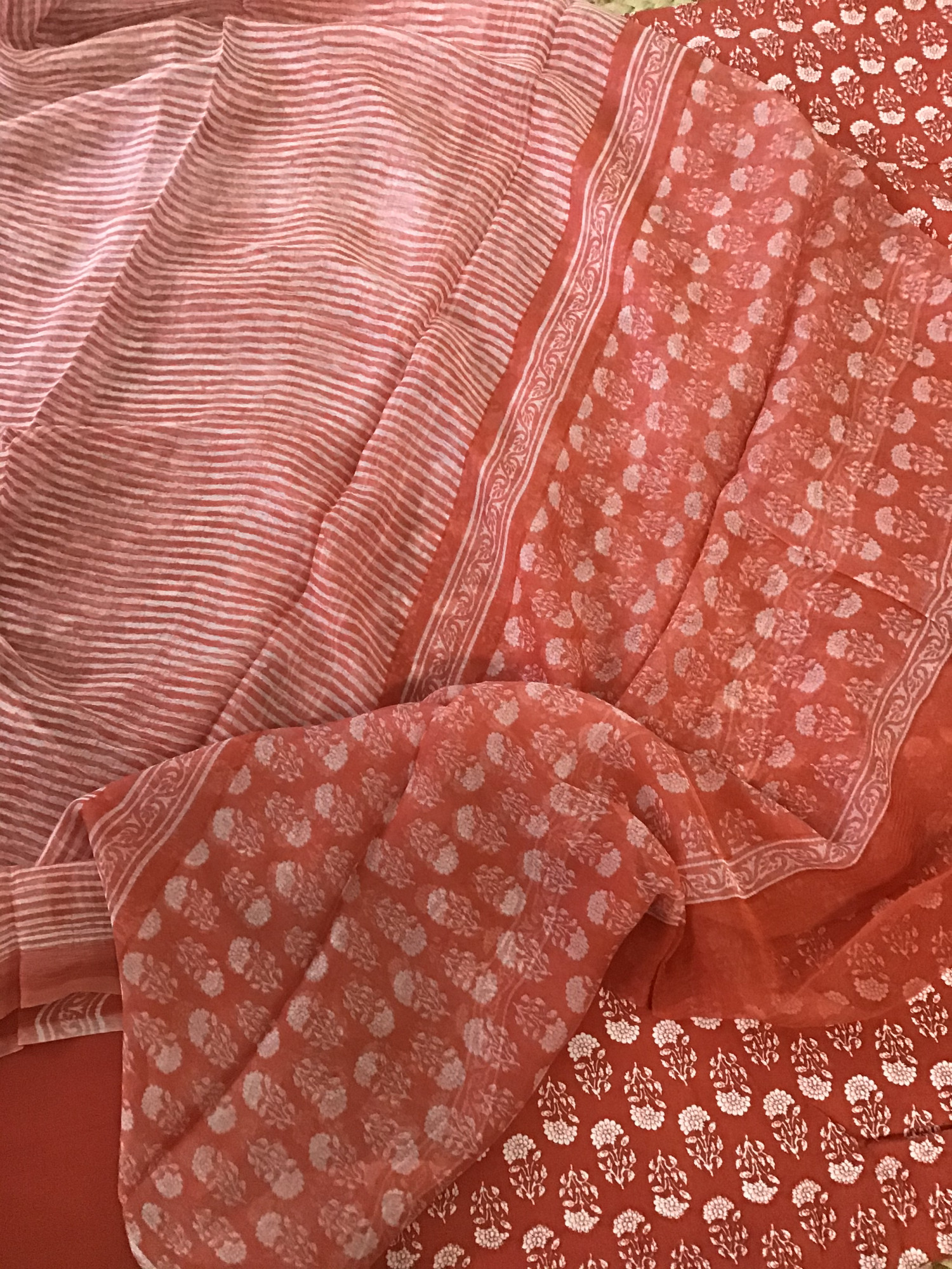 Pure Fine Modal Cotton Printed Suit - Orange