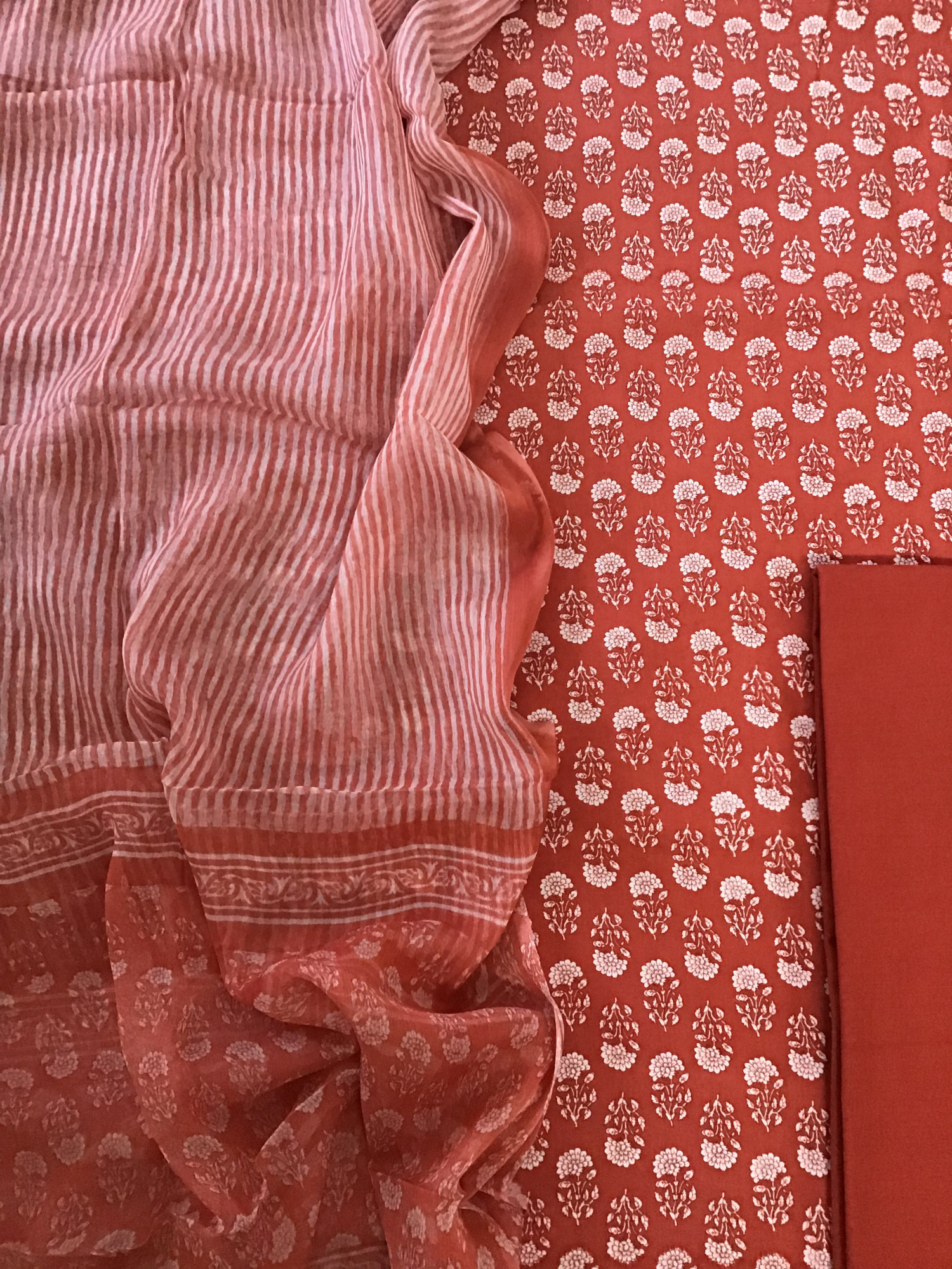 Pure Fine Modal Cotton Printed Suit - Orange