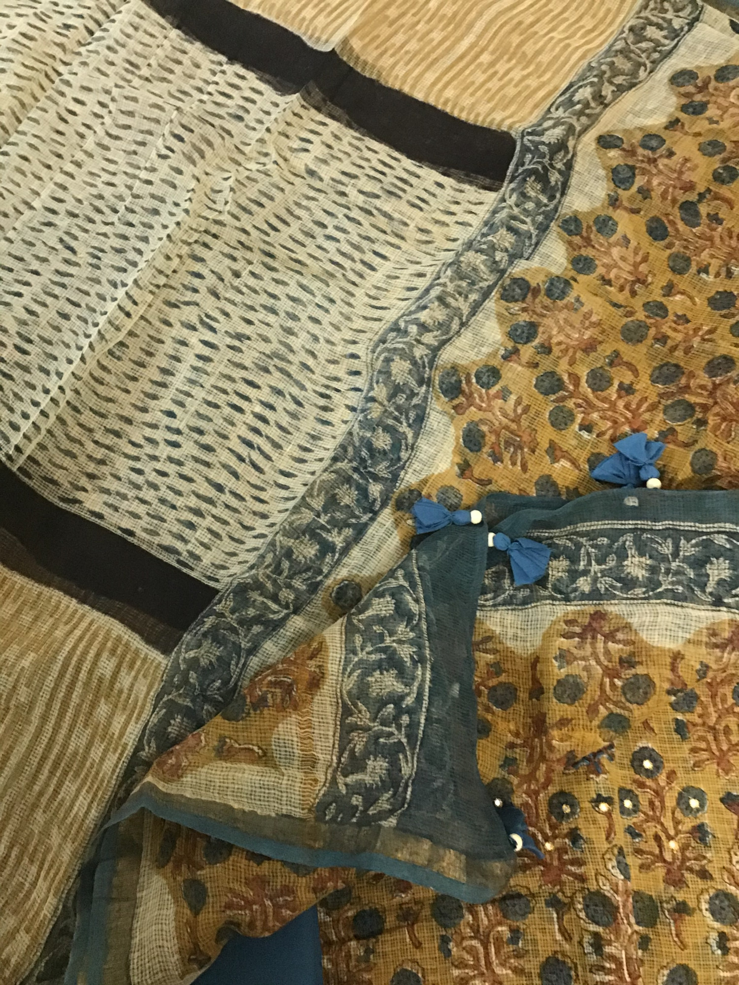 Pure Kota Cotton Printed Embroidered Suit - Yellow