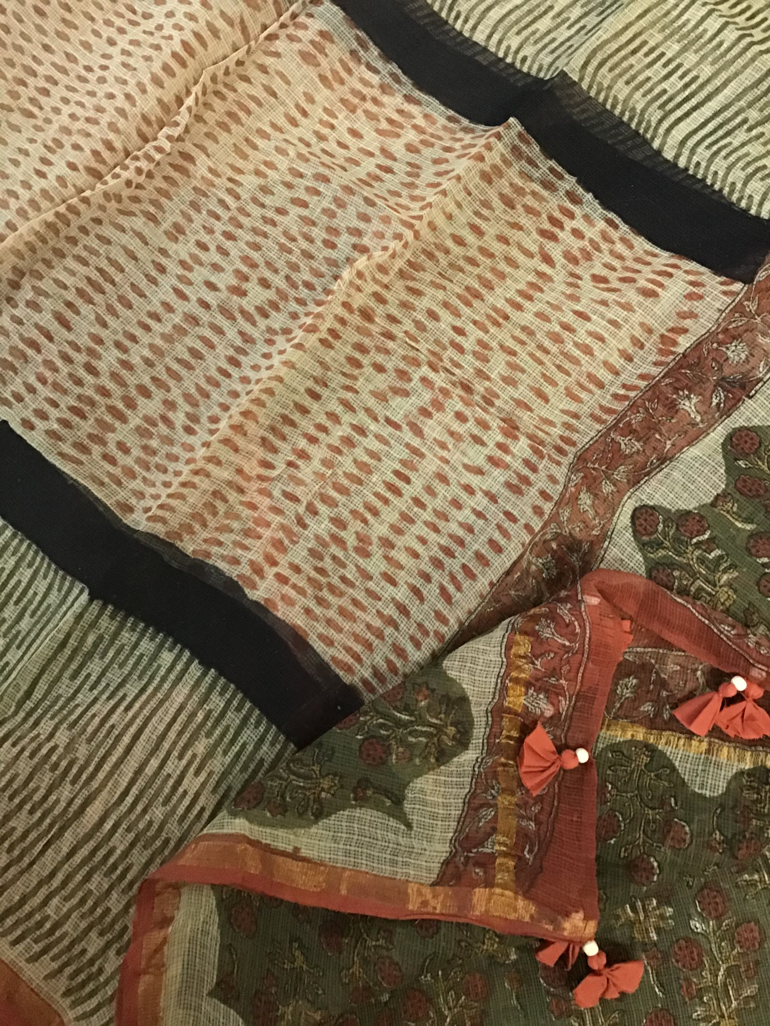 Pure Kota Cotton Printed Embroidered Suit - Green