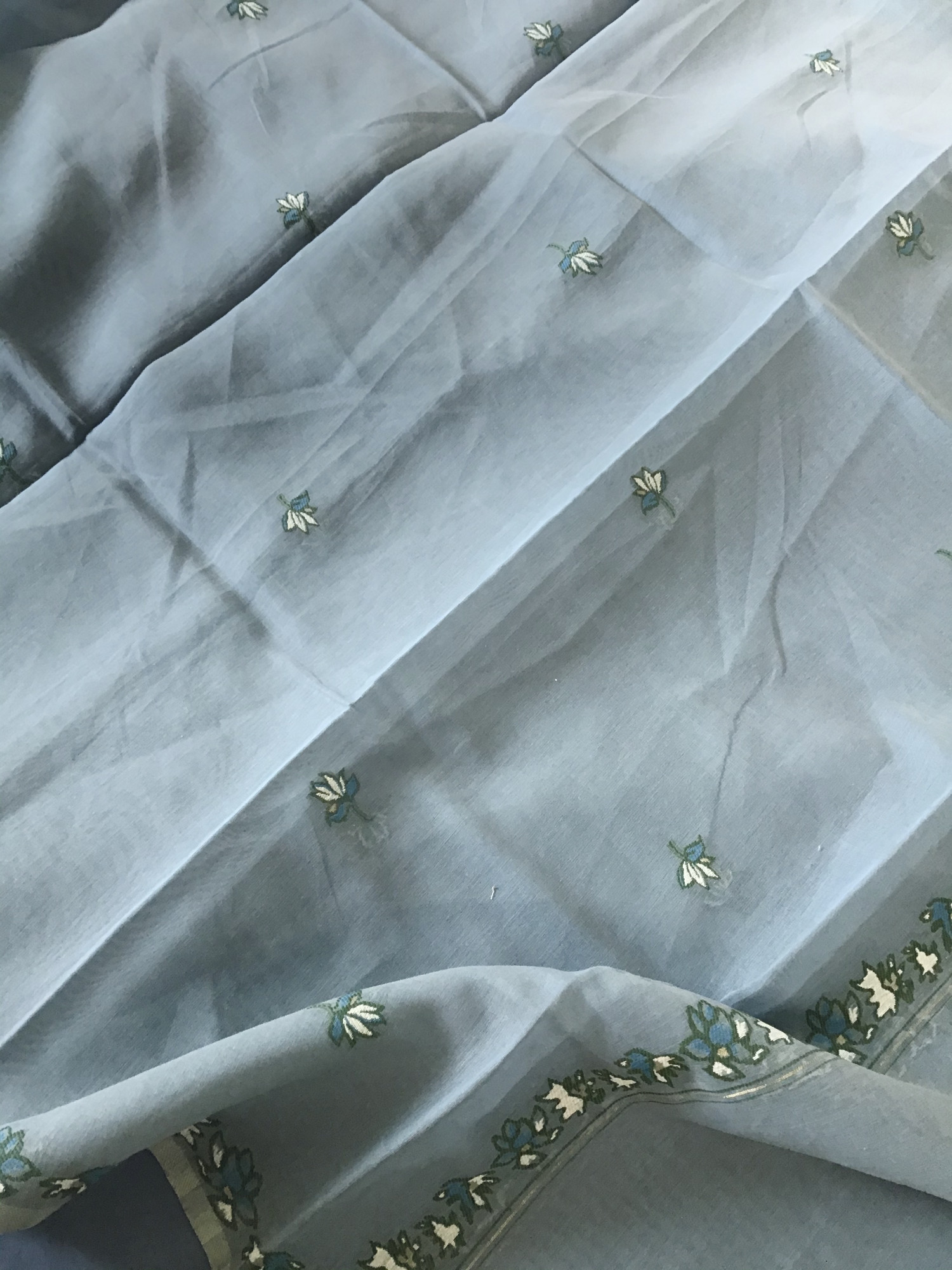 Soft Slub Chanderi Jamdani Weaved Suit - Blue