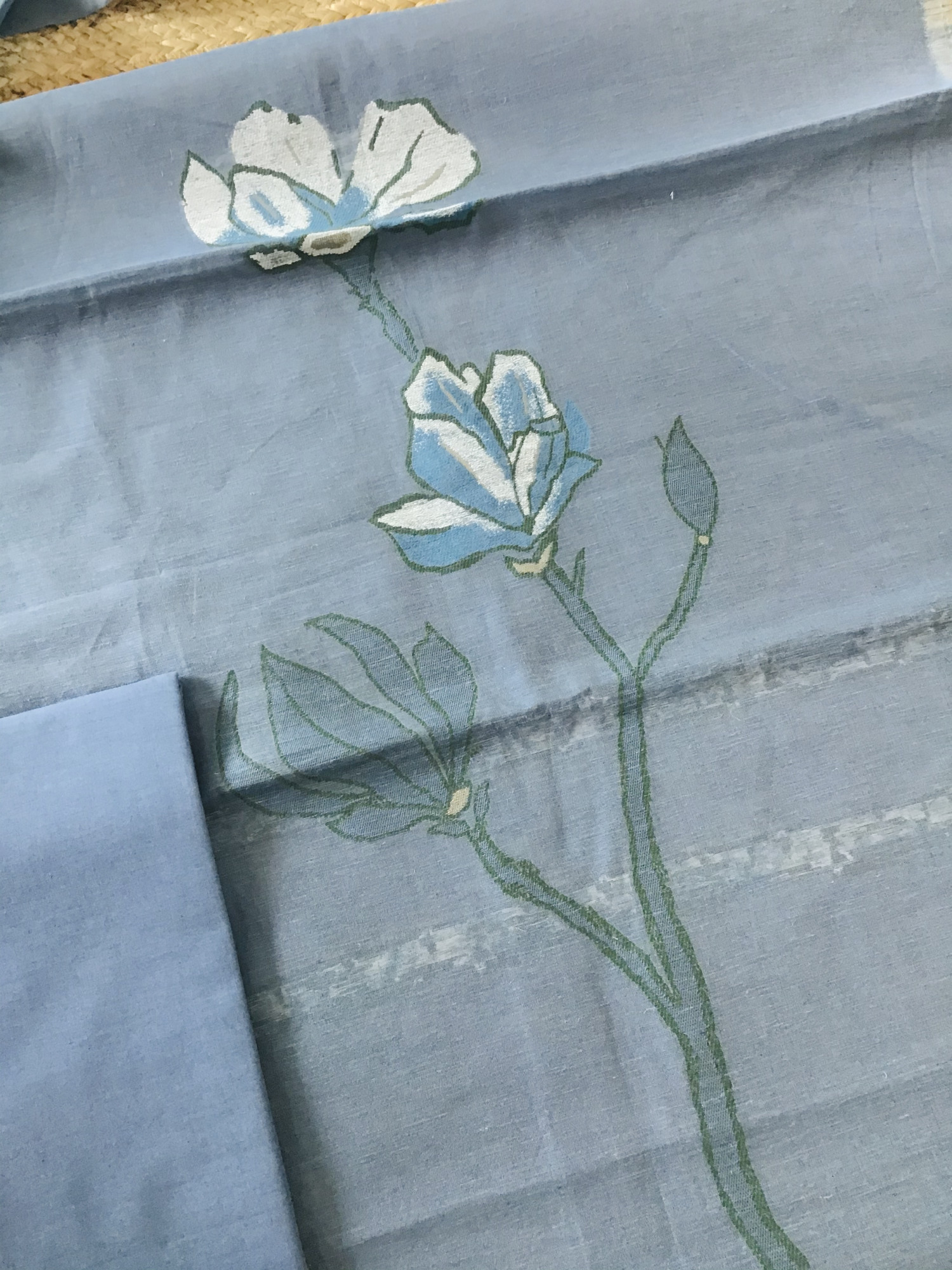 Soft Slub Chanderi Jamdani Weaved Suit - Blue