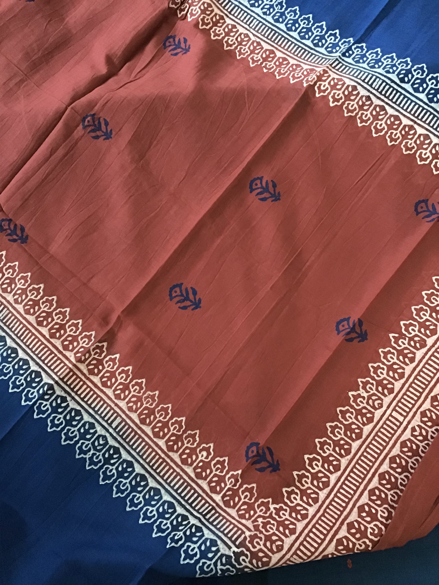 Pure Cotton Self Weaved Embroidered Suit - Blue