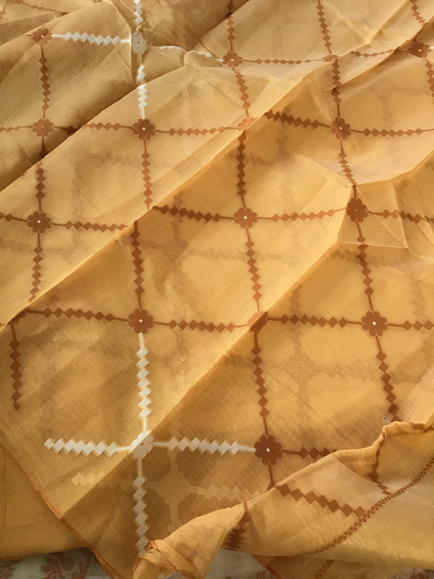 Soft Slub Chanderi Jamdani Weaved Embroidered Suit - BeigeYellow