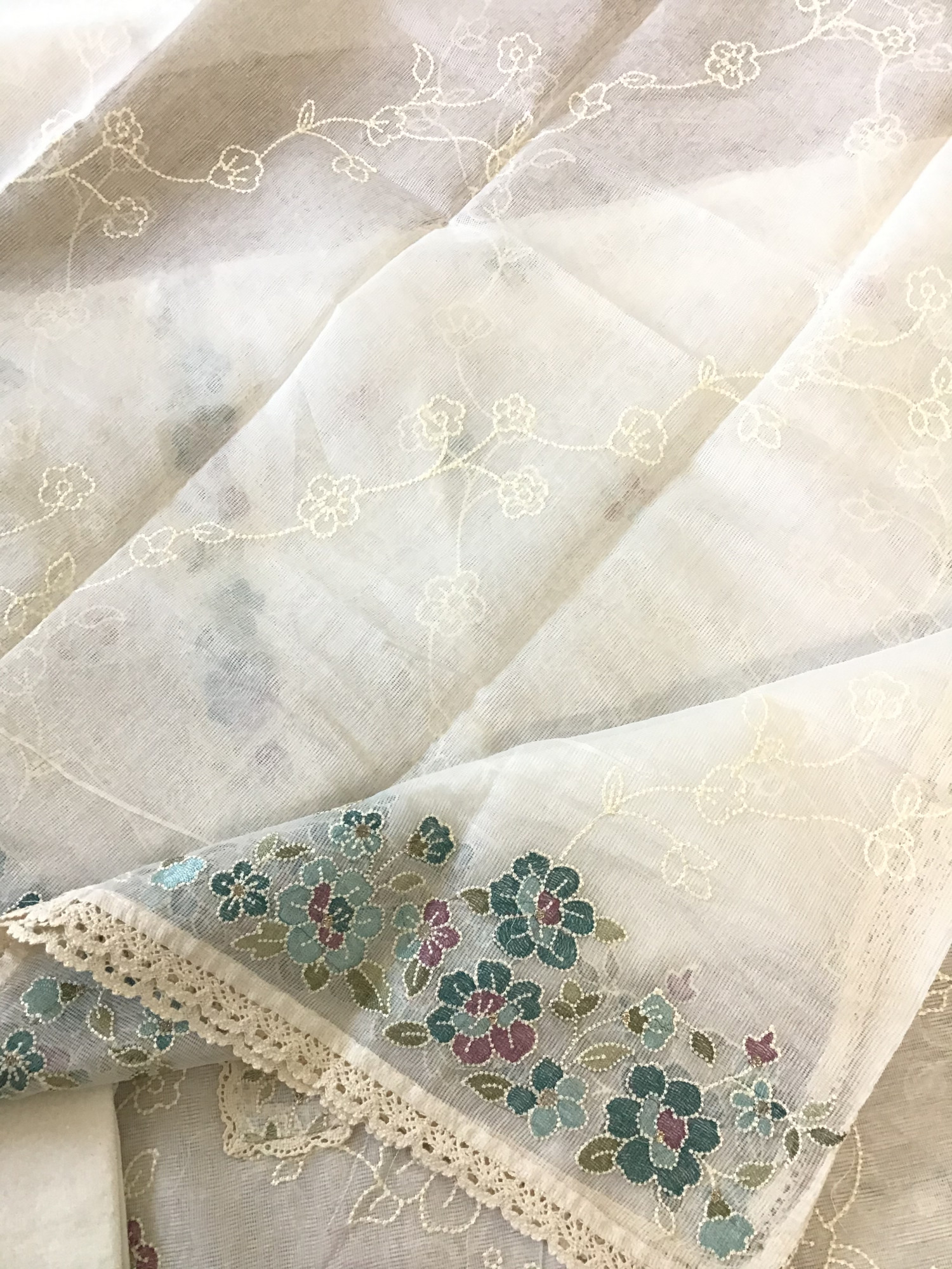 Soft Supernet Embroidered Suit - WhiteBlue