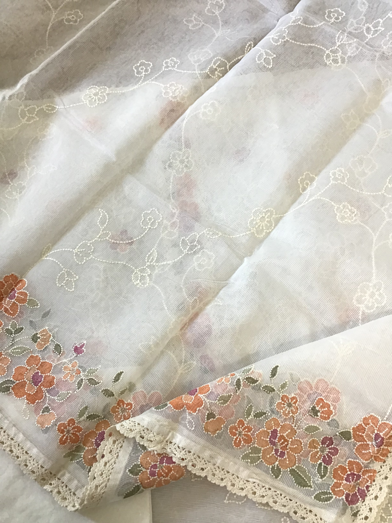 Soft Supernet Embroidered Suit - WhiteOrange