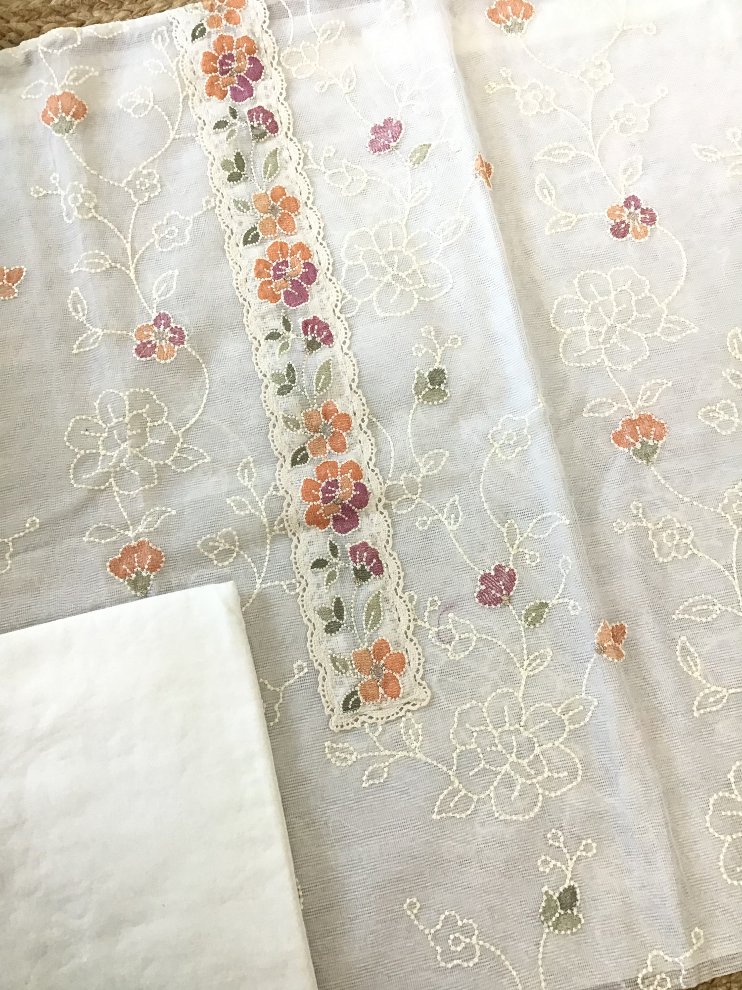 Soft Supernet Embroidered Suit - WhiteOrange