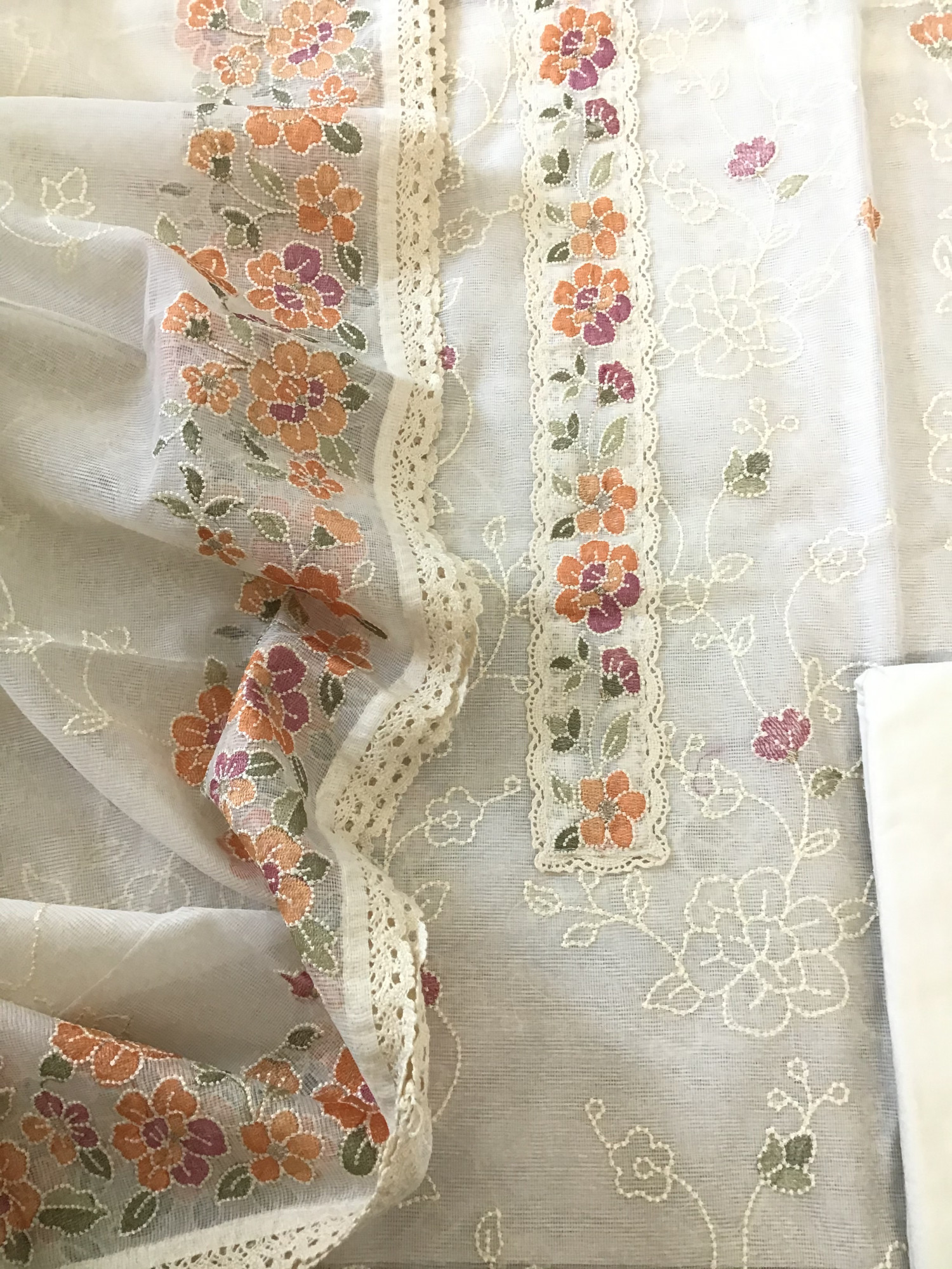 Soft Supernet Embroidered Suit - WhiteOrange