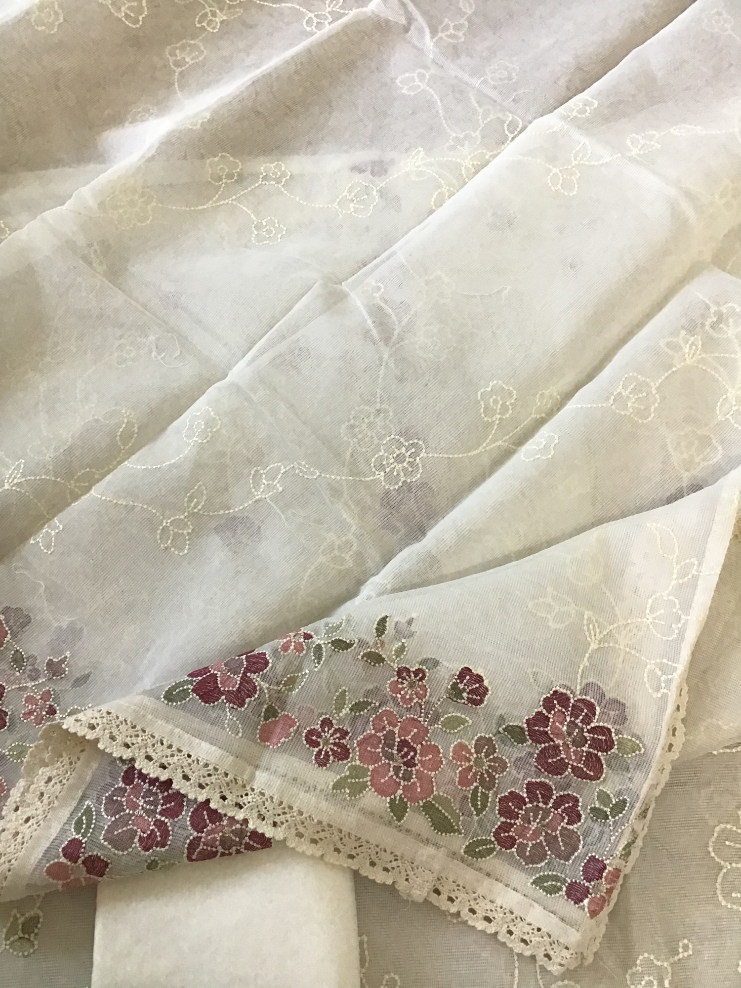 Soft Supernet Embroidered Suit - WhiteWine