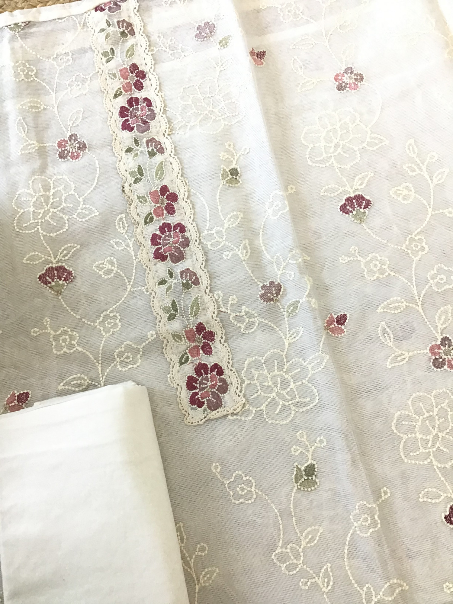 Soft Supernet Embroidered Suit - WhiteWine