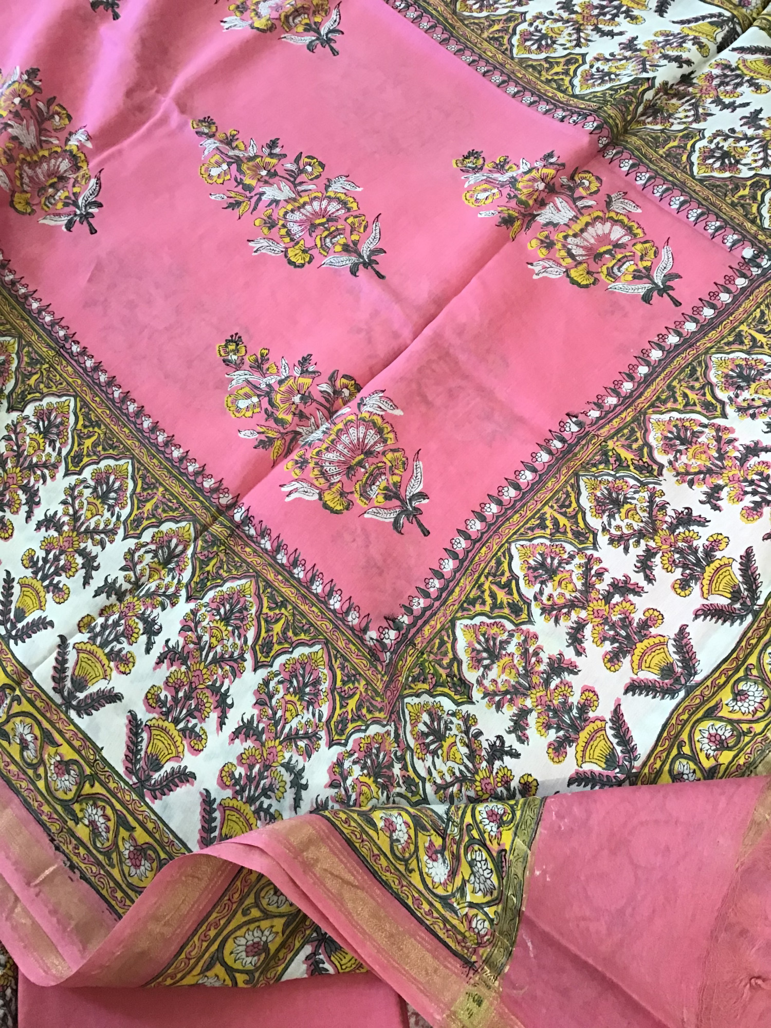 Pure Cotton Printed Embroidered Suit - Pink