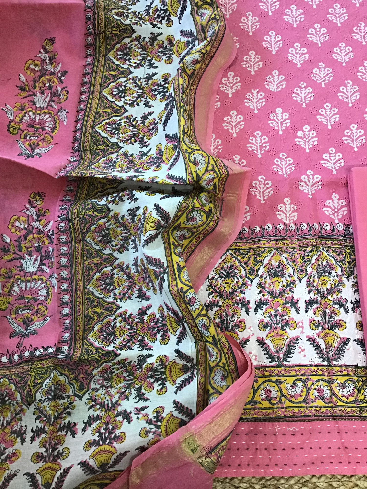 Pure Cotton Printed Embroidered Suit - Pink